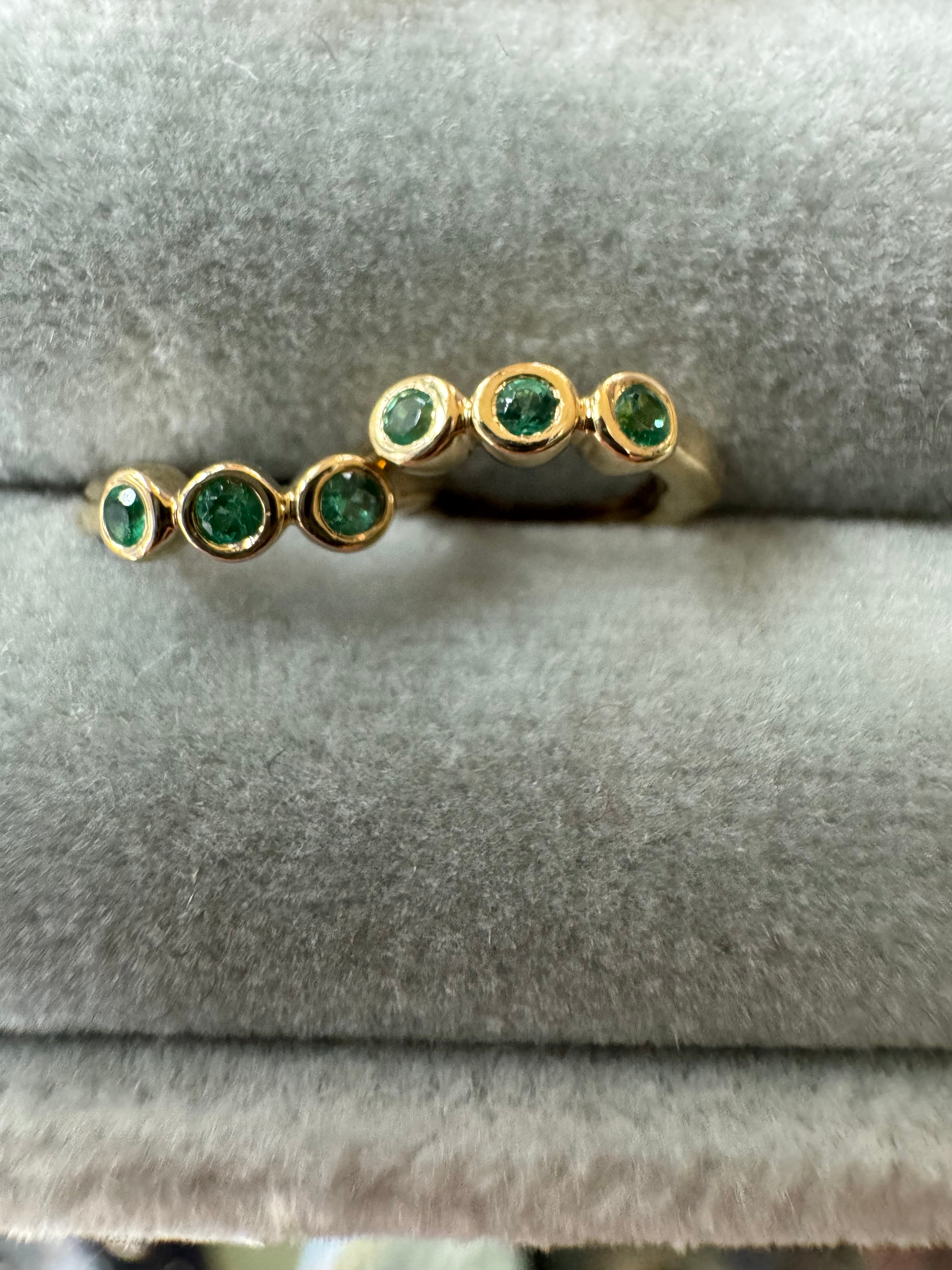 Three stone emerald hoop Huggie earring 46199