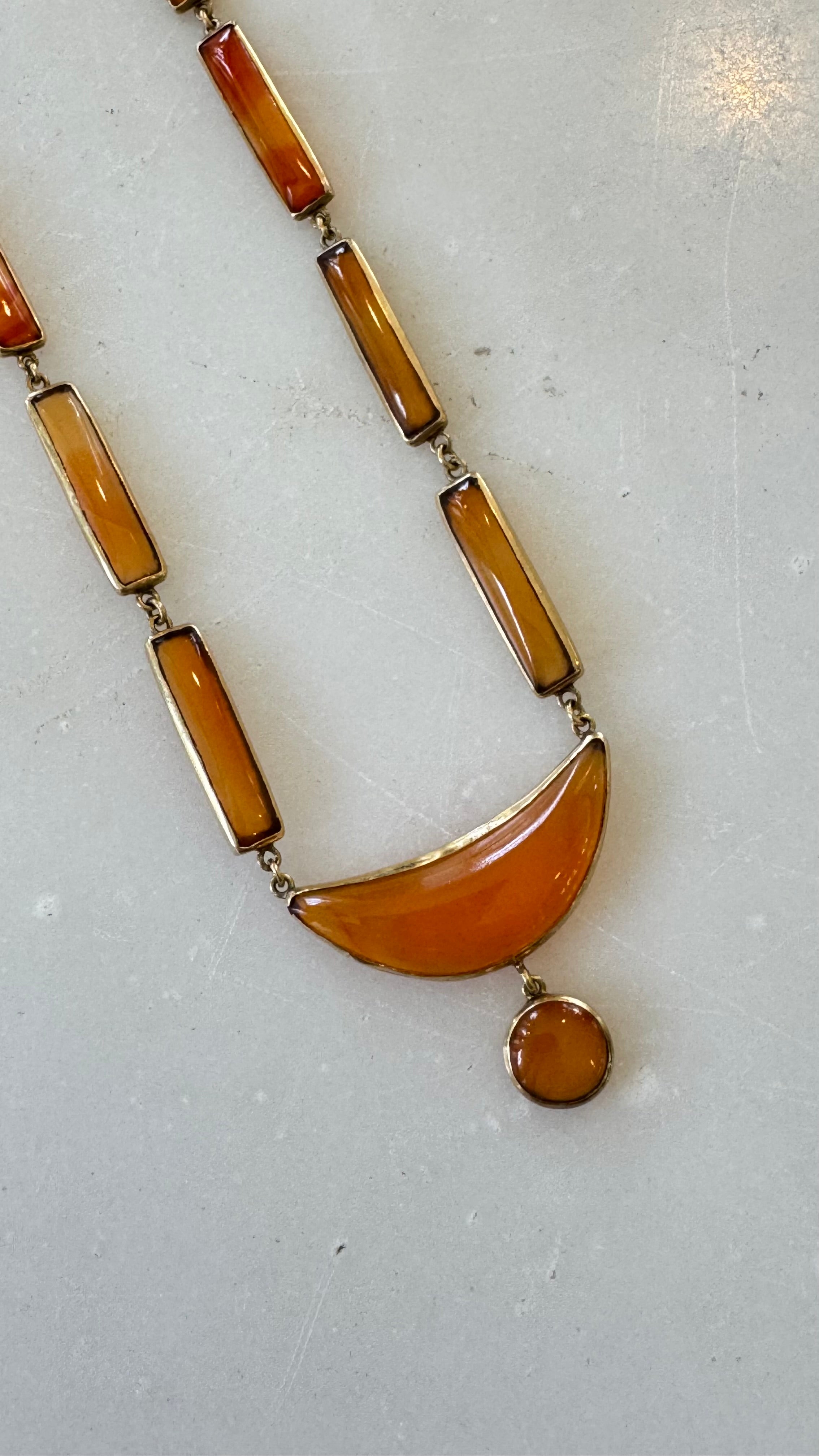 Deco Carnelian necklace 10k gold