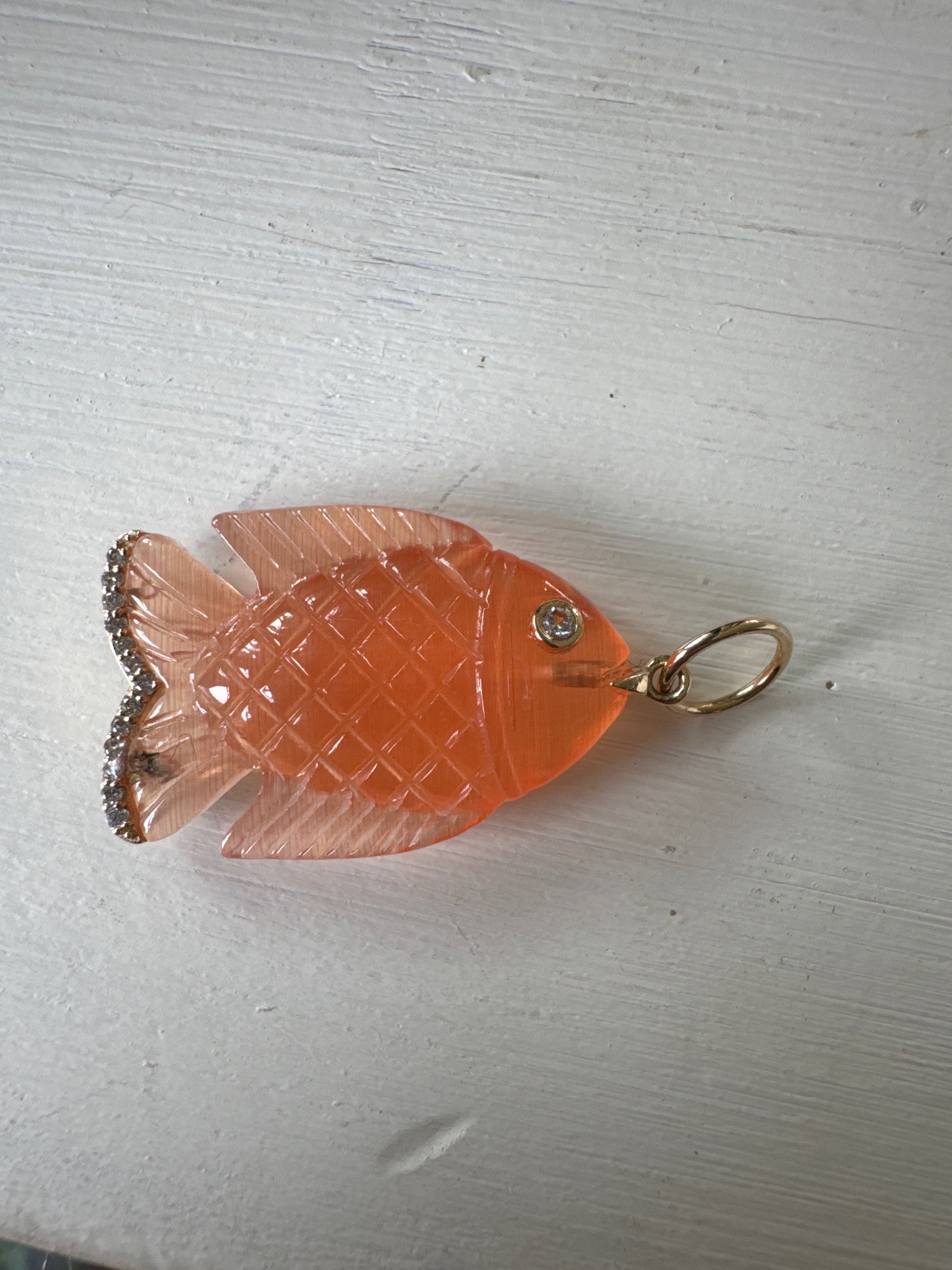 Goldfish pendant 14k diamonds 46208