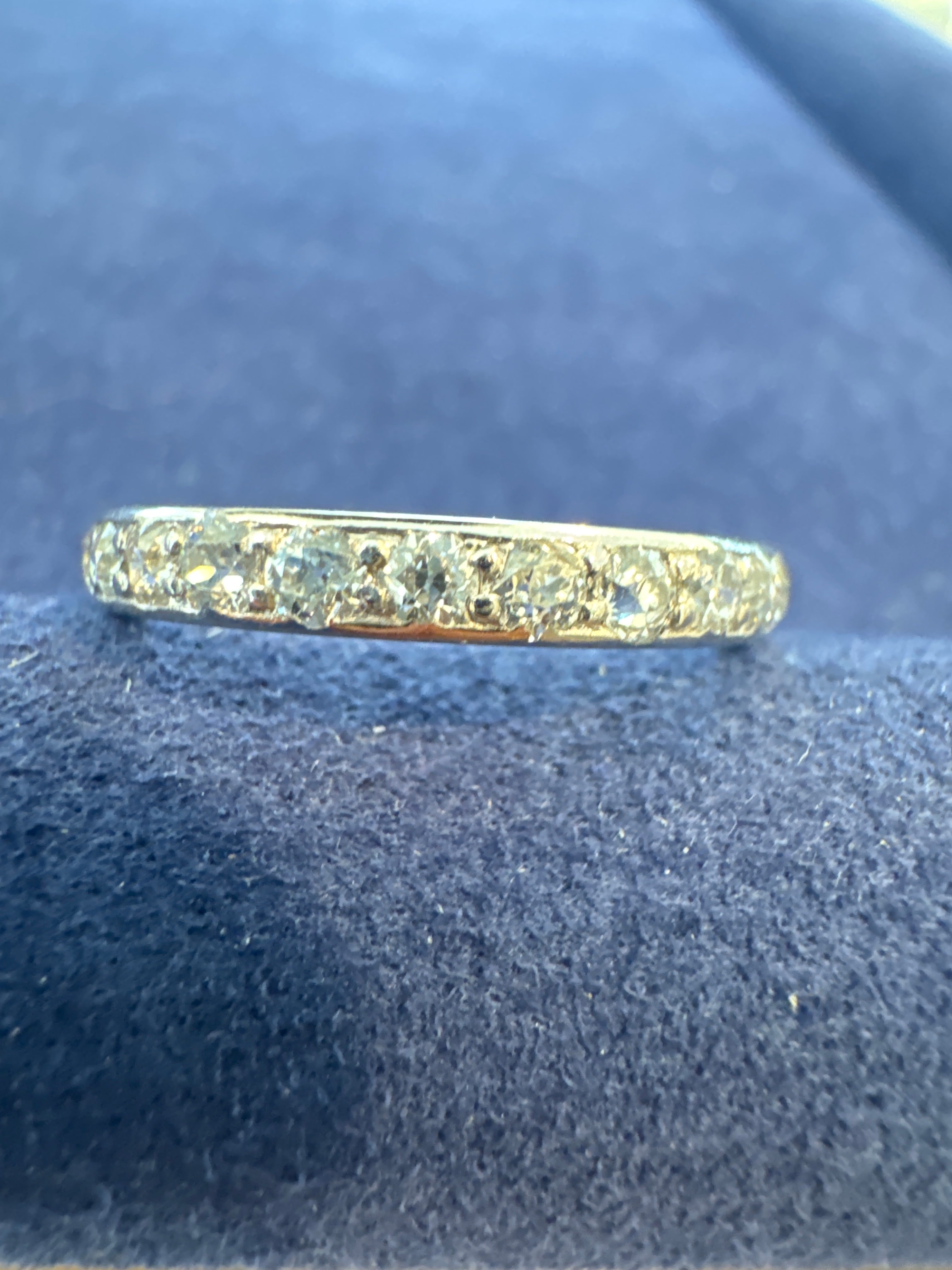 46260 art deco platinum diamond eternity band mine cuts size 7.5
