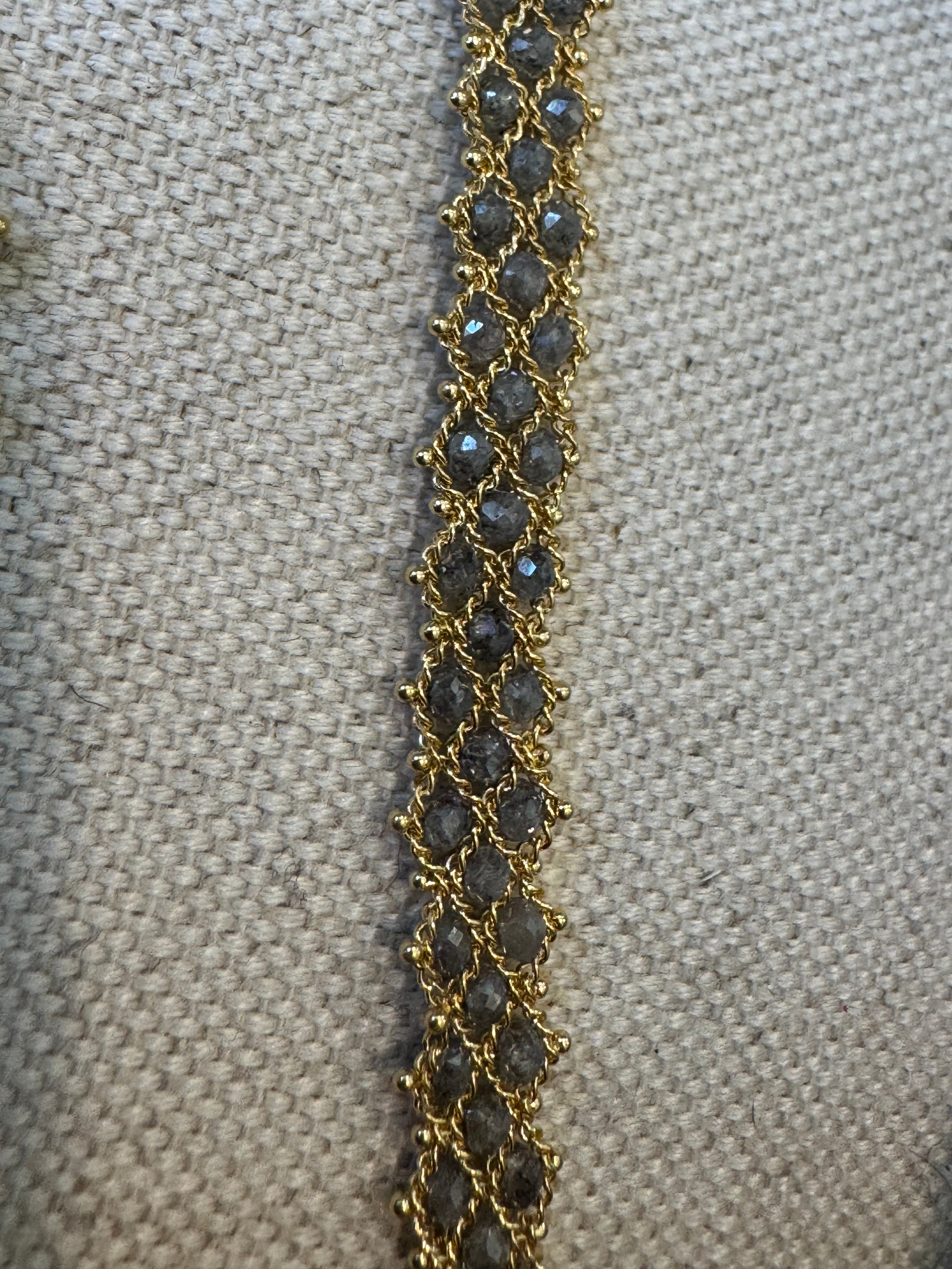 46295 Amali Woven textile Bracelet 8.15 cts. Grey Diamond, 18k