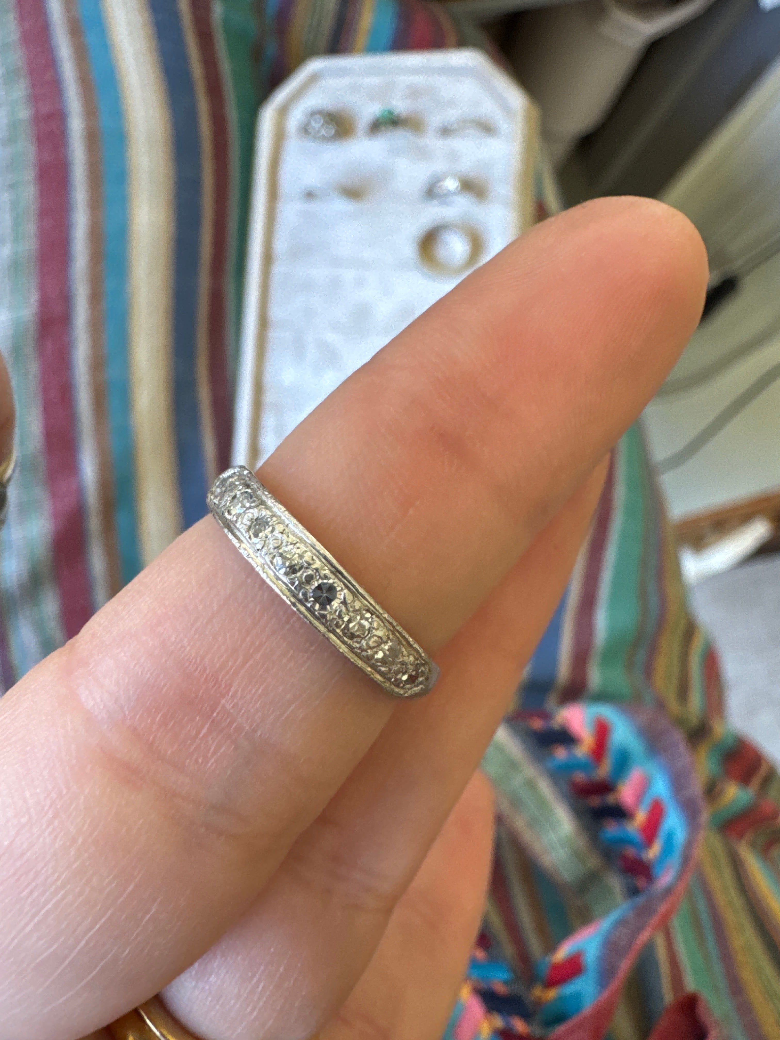Platinum single cut diamond half band c.1940 46193