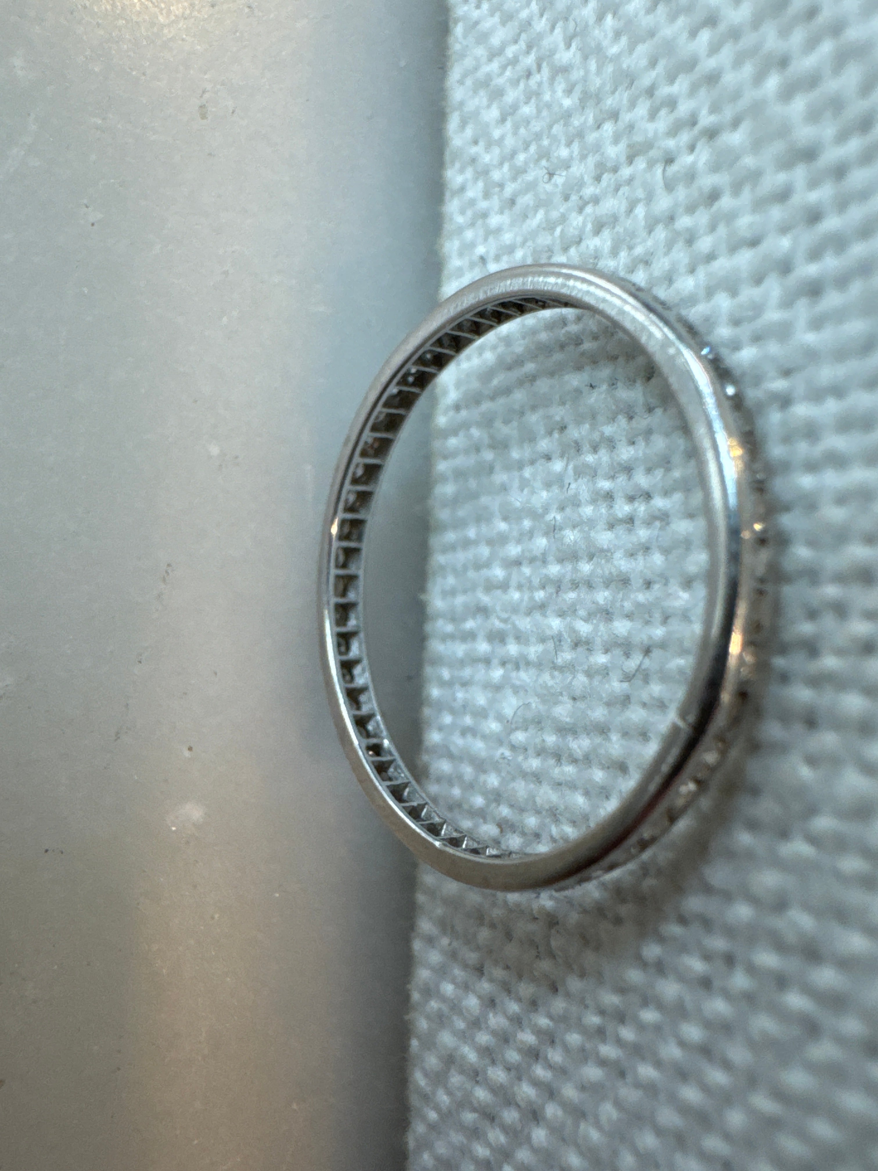 Thin platinum channel set eternity band art deco 7.5
