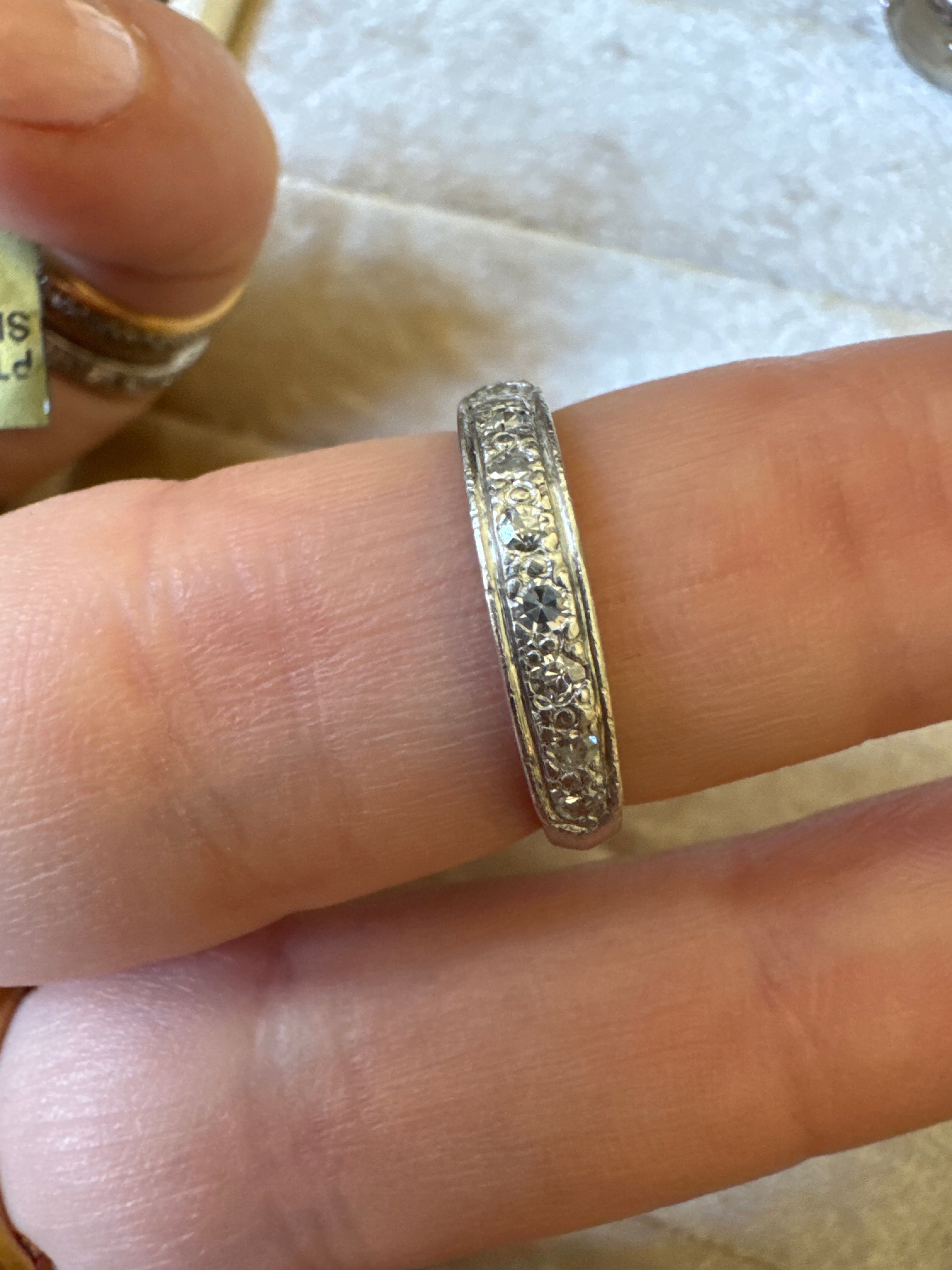Platinum single cut diamond half band c.1940 46193