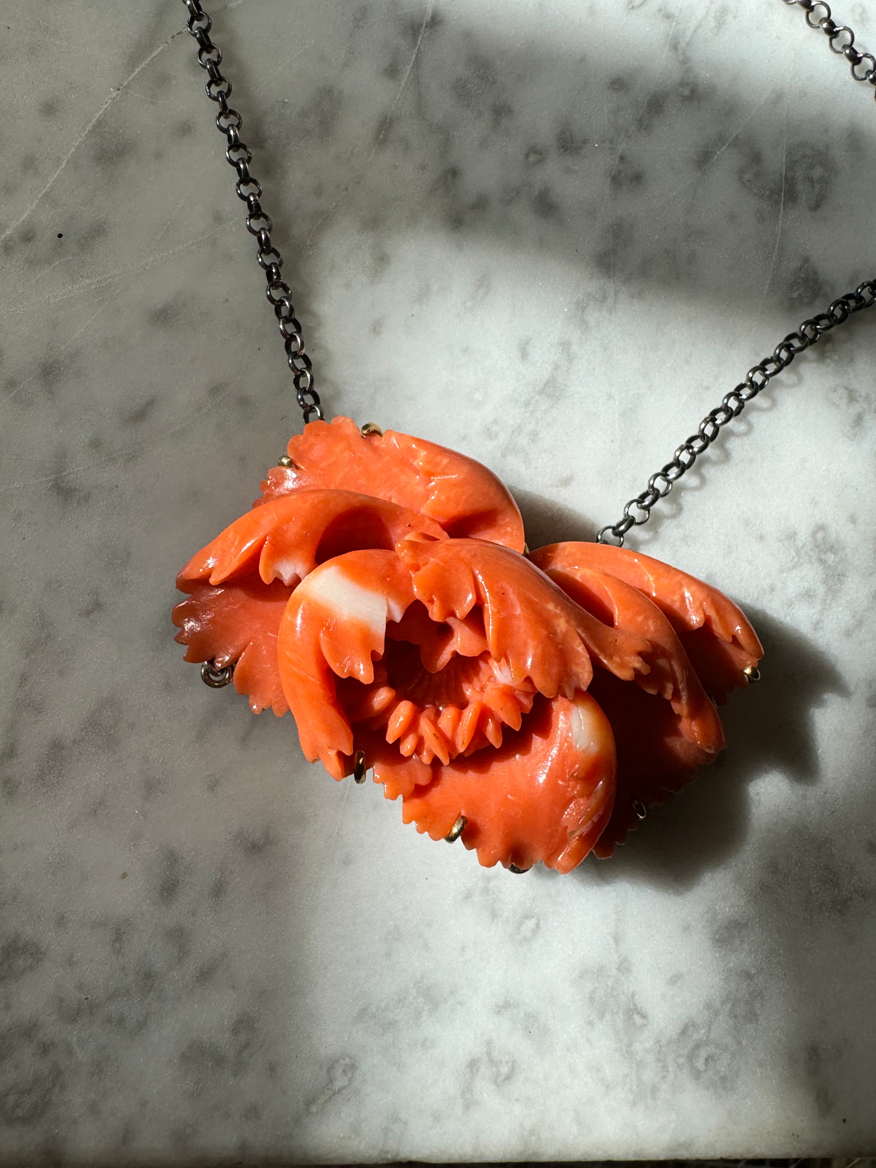Coral Peony Necklace