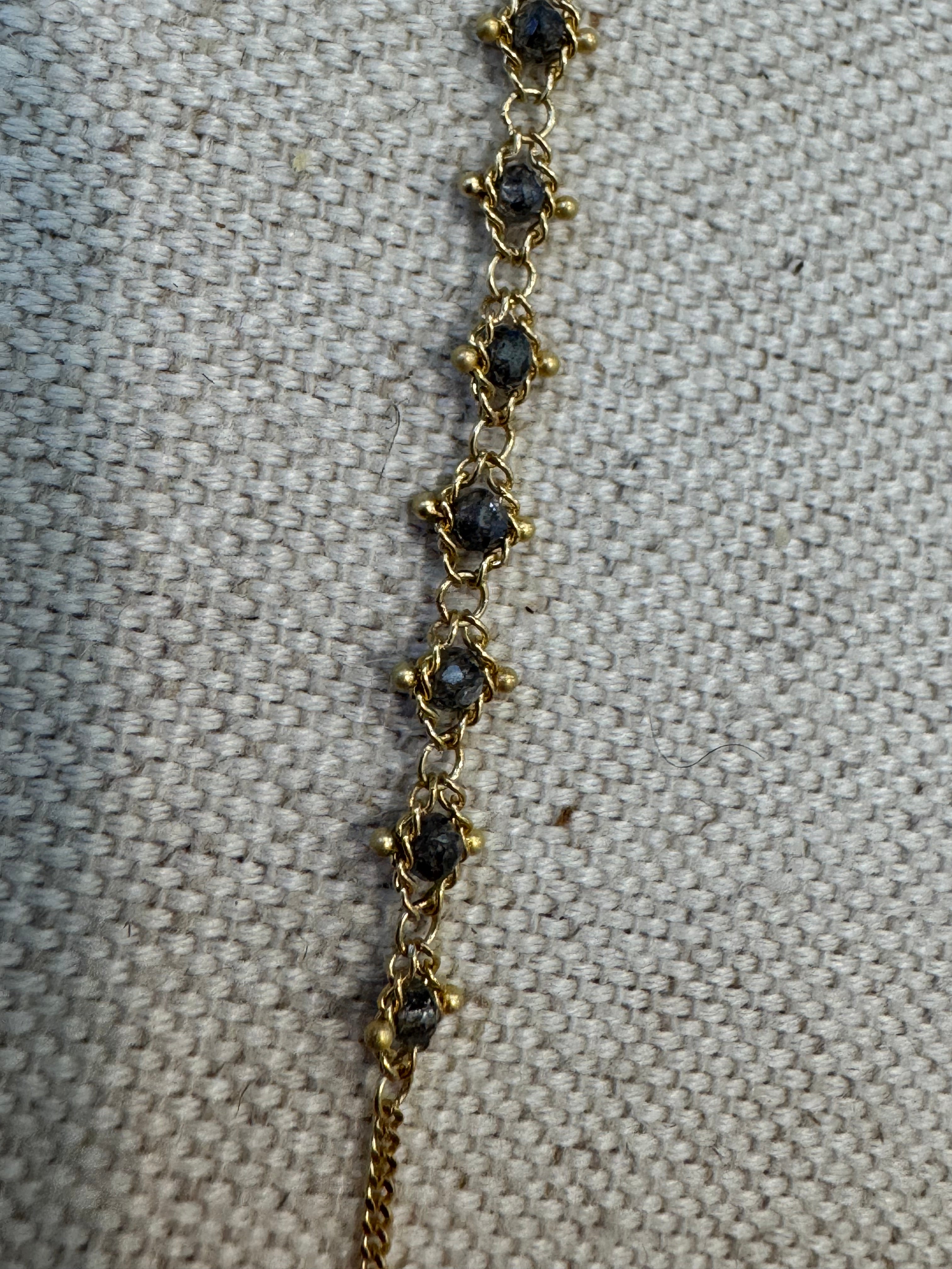 46297 Petite Textile Bracelet Approx. .7 cts. Grey Diamond, 18k gold