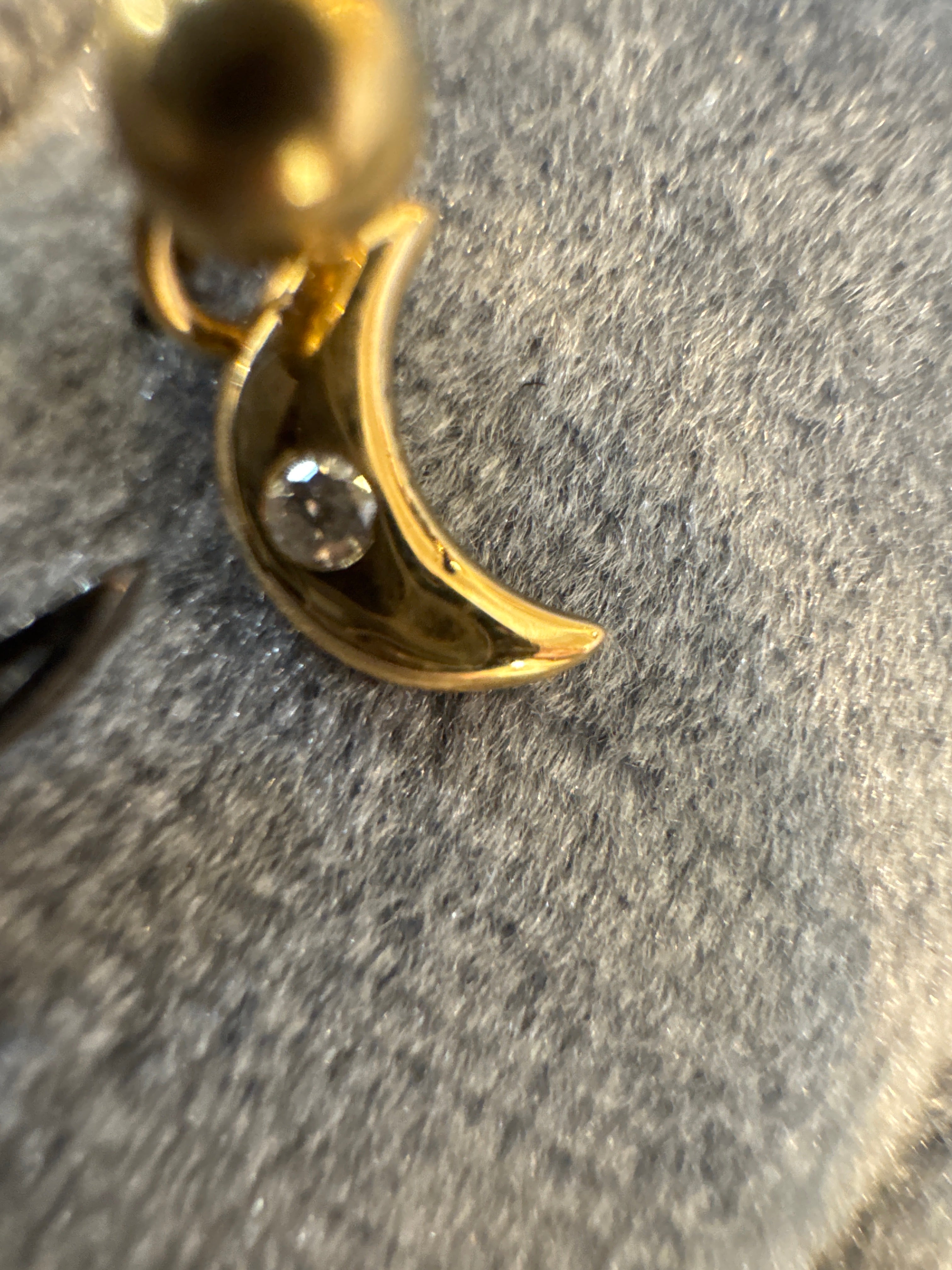 Mini 14k crescent moon with diamond