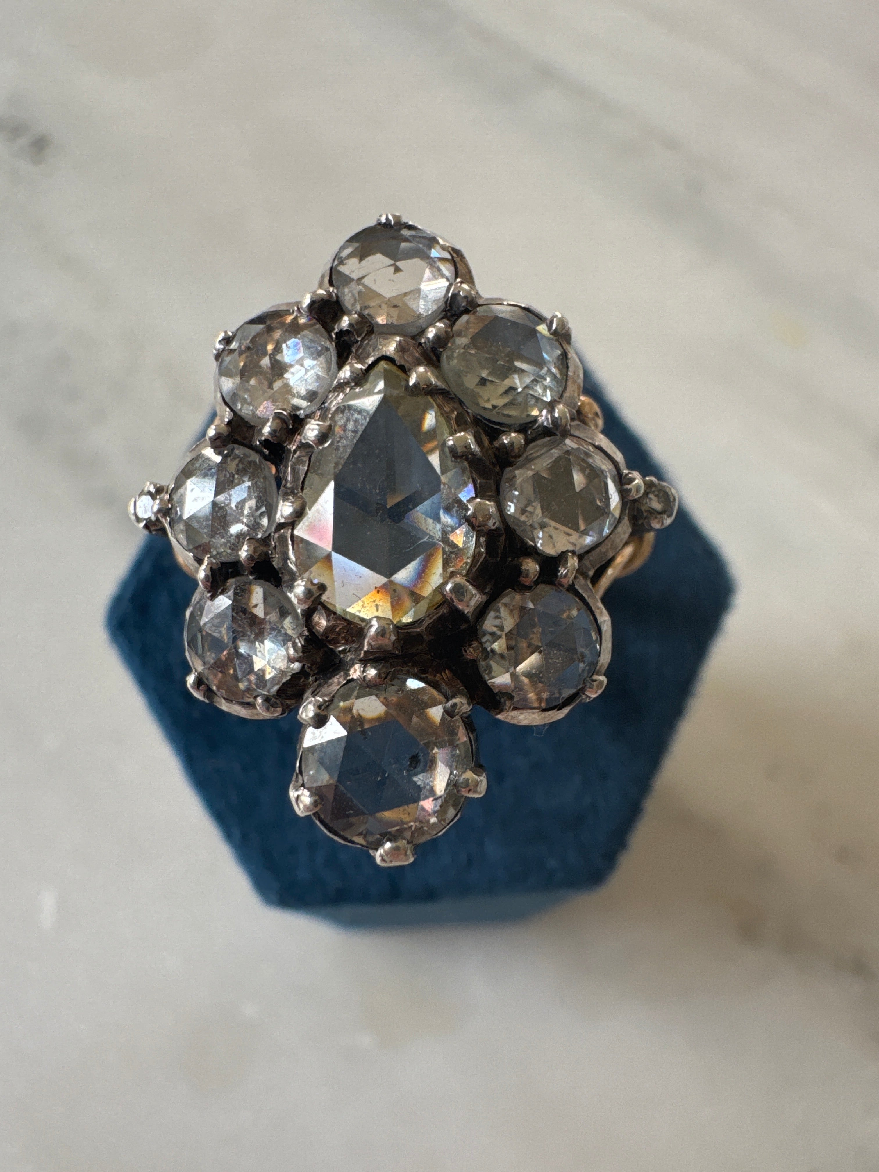 Large rose cut diamond cluster ring 46289