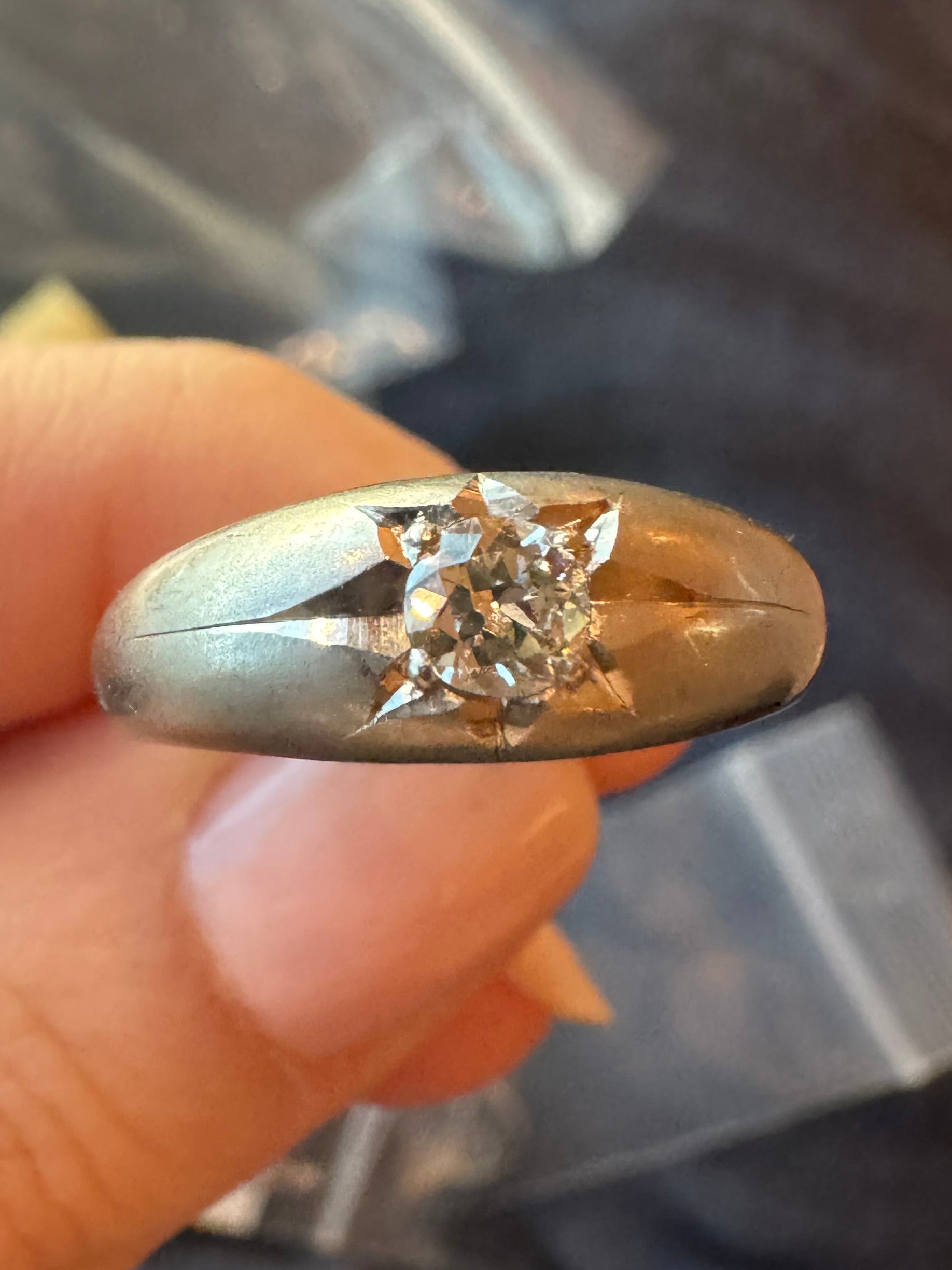 Platinum diamond low profile star ring .25 ctw