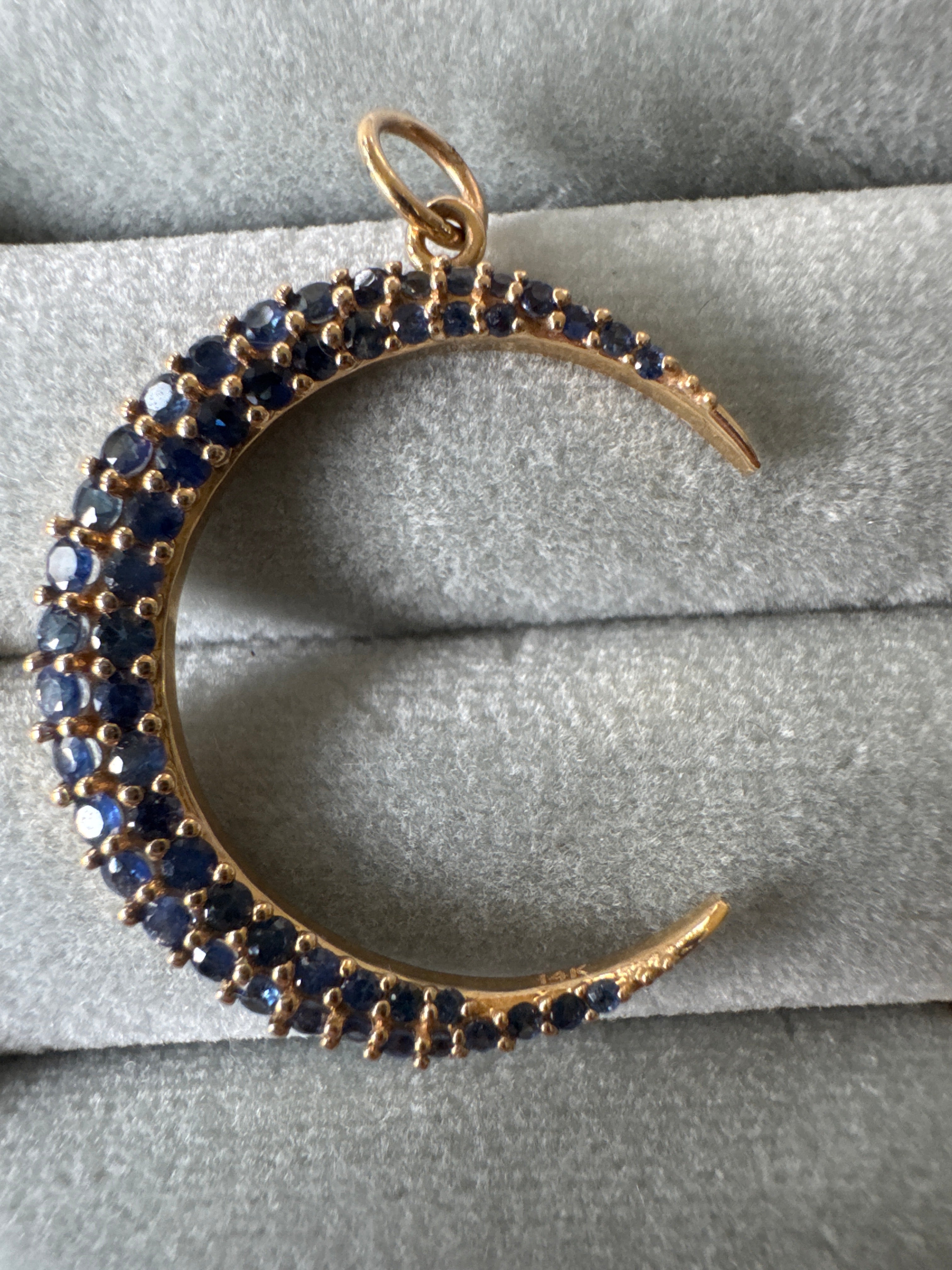 Sapphire crescent moon pendant 1.51 ctw 14k 46203