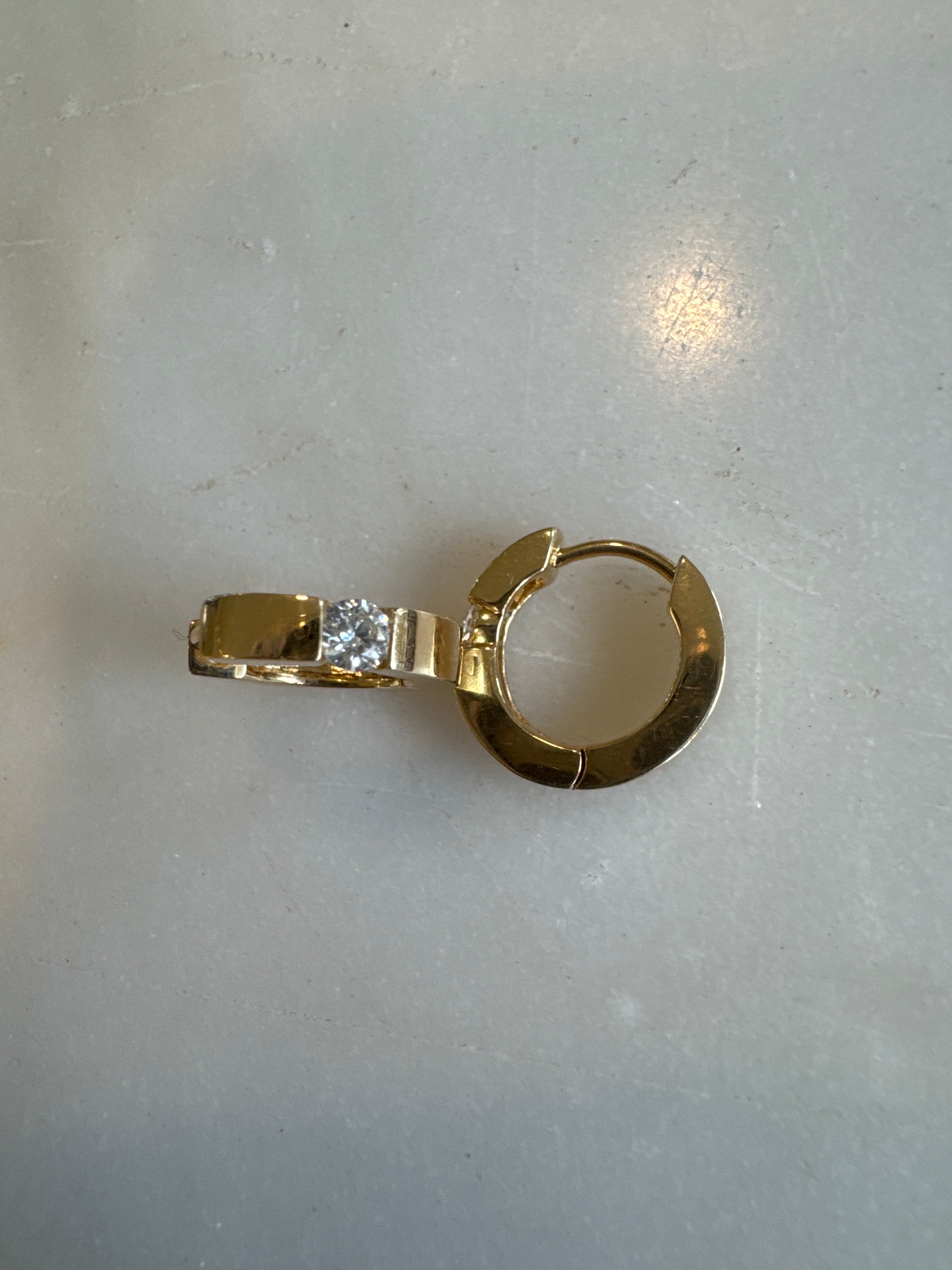 Large 14k diamond hoop Huggie earring with single diamond 46288