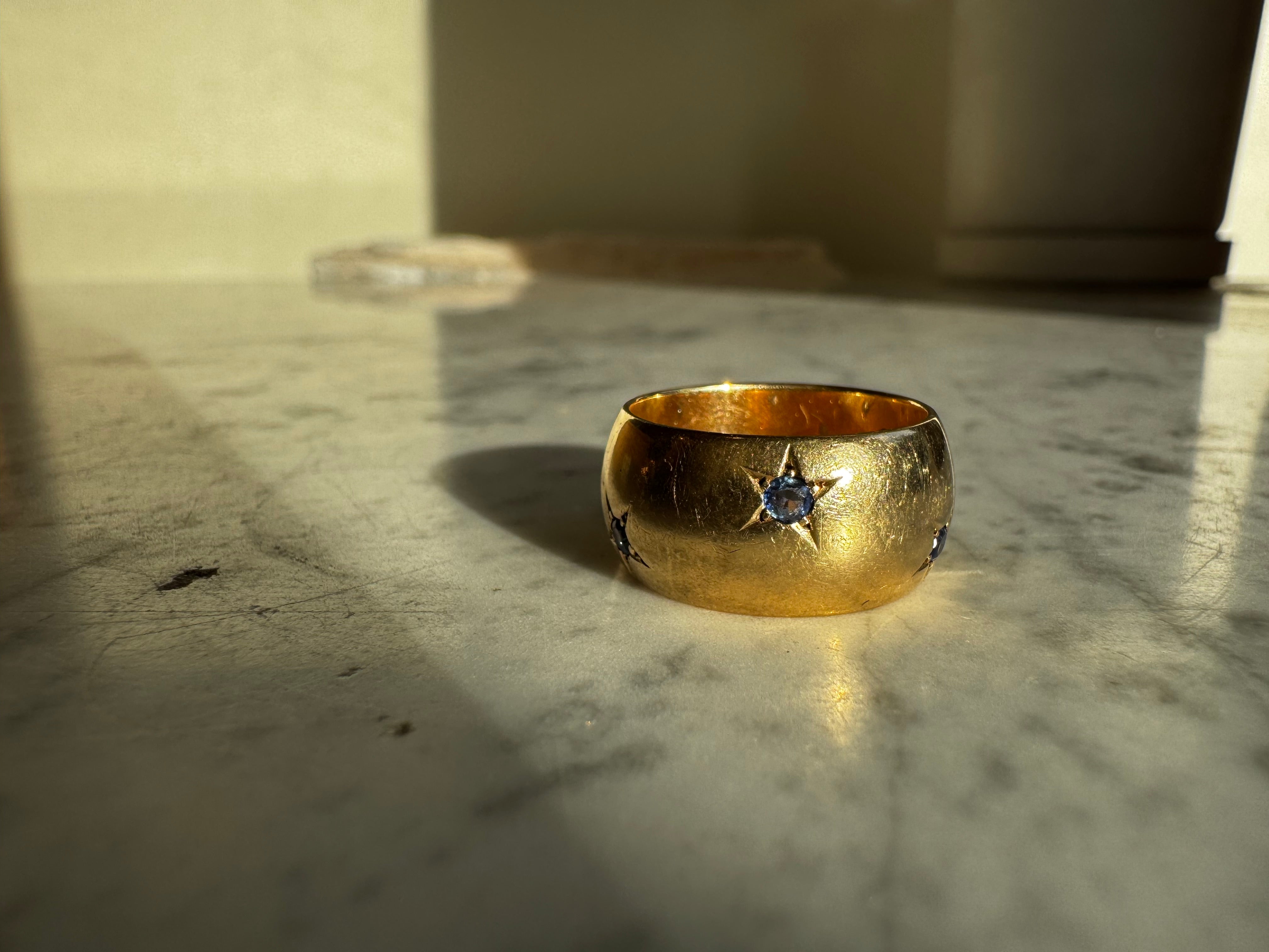 sapphire star set 14k gold eternity band 10.8g