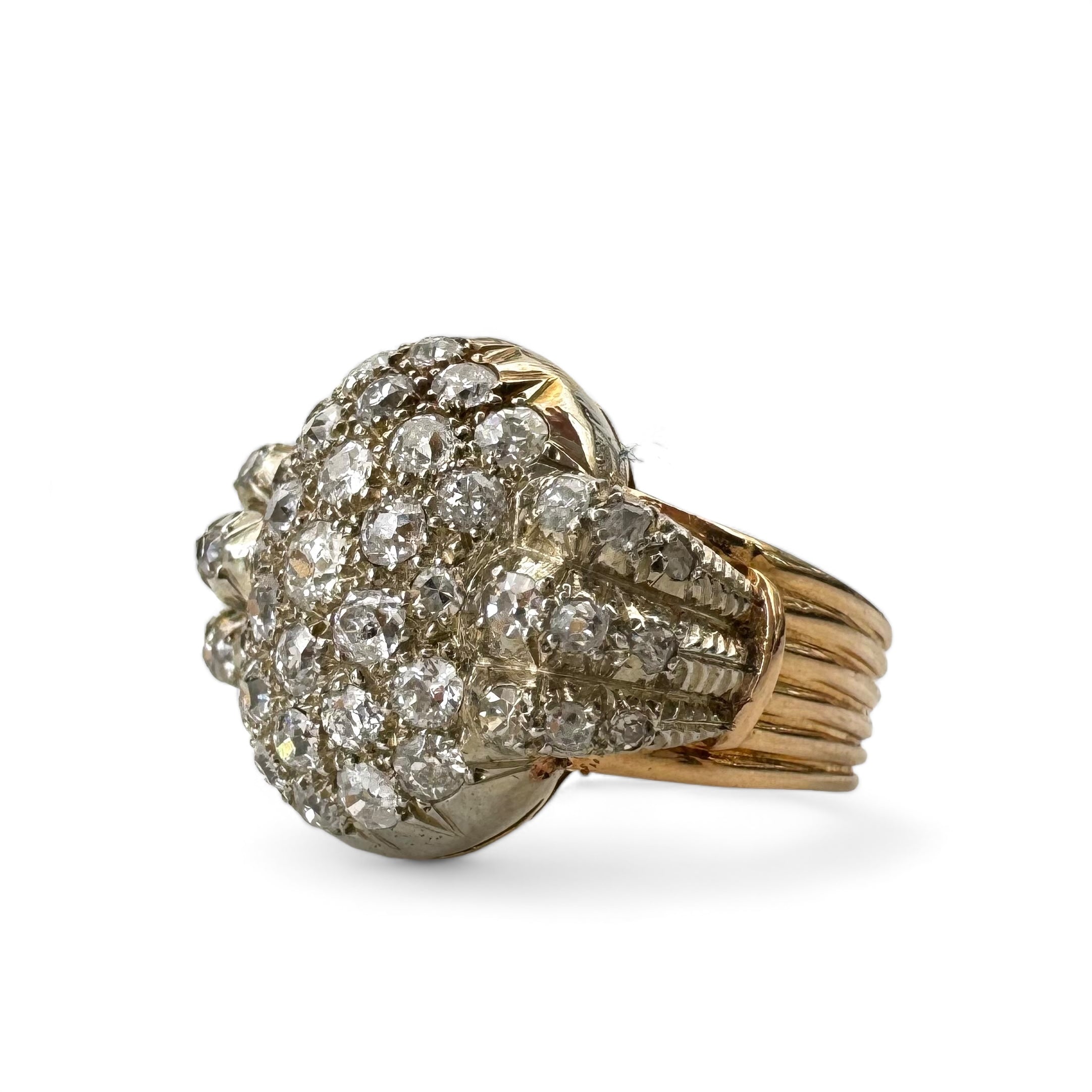 Mine Cut Diamond Dome Cluster Ring