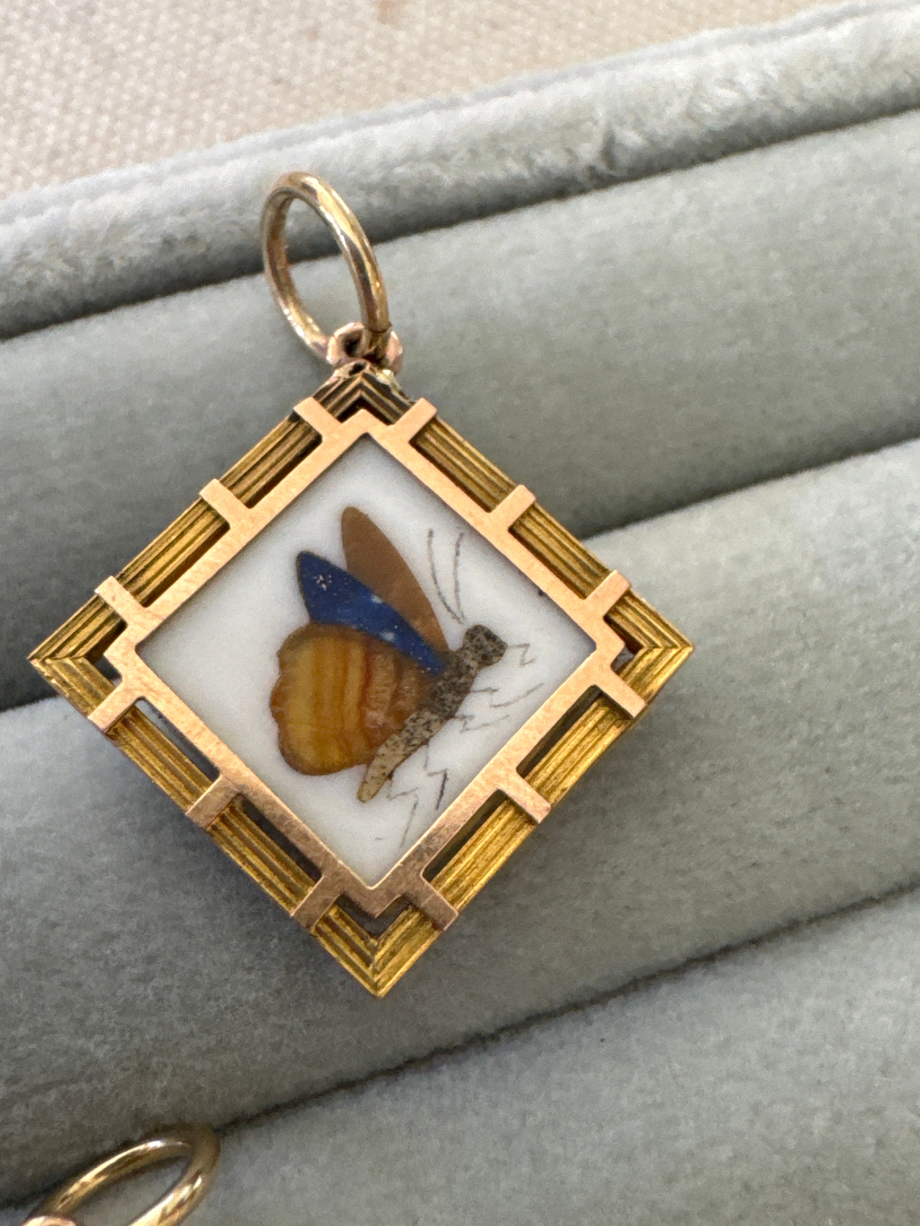 Pietra Dura butterfly pendant *rare*