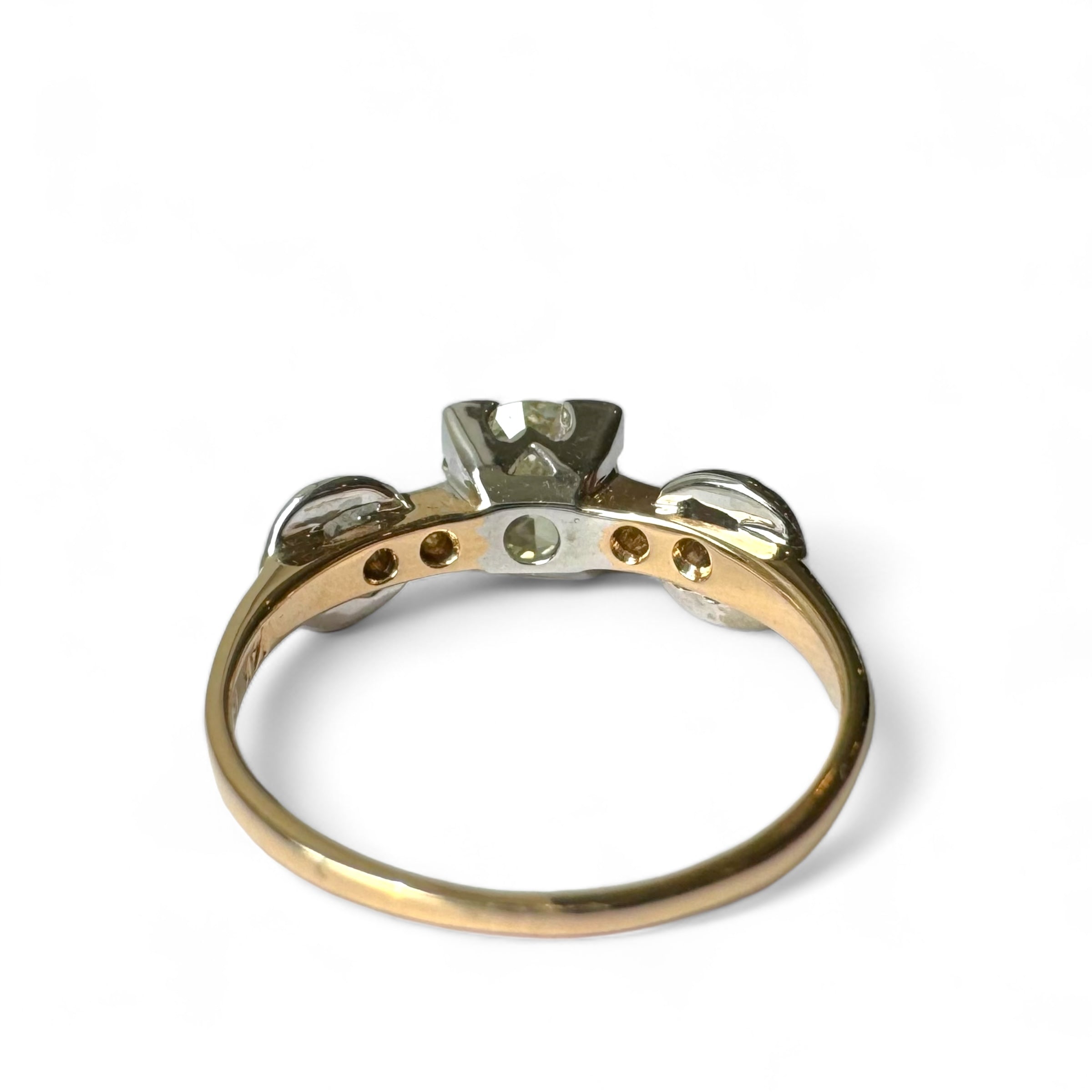 Antique 1940s Diamond Solitaire with Floral Accent