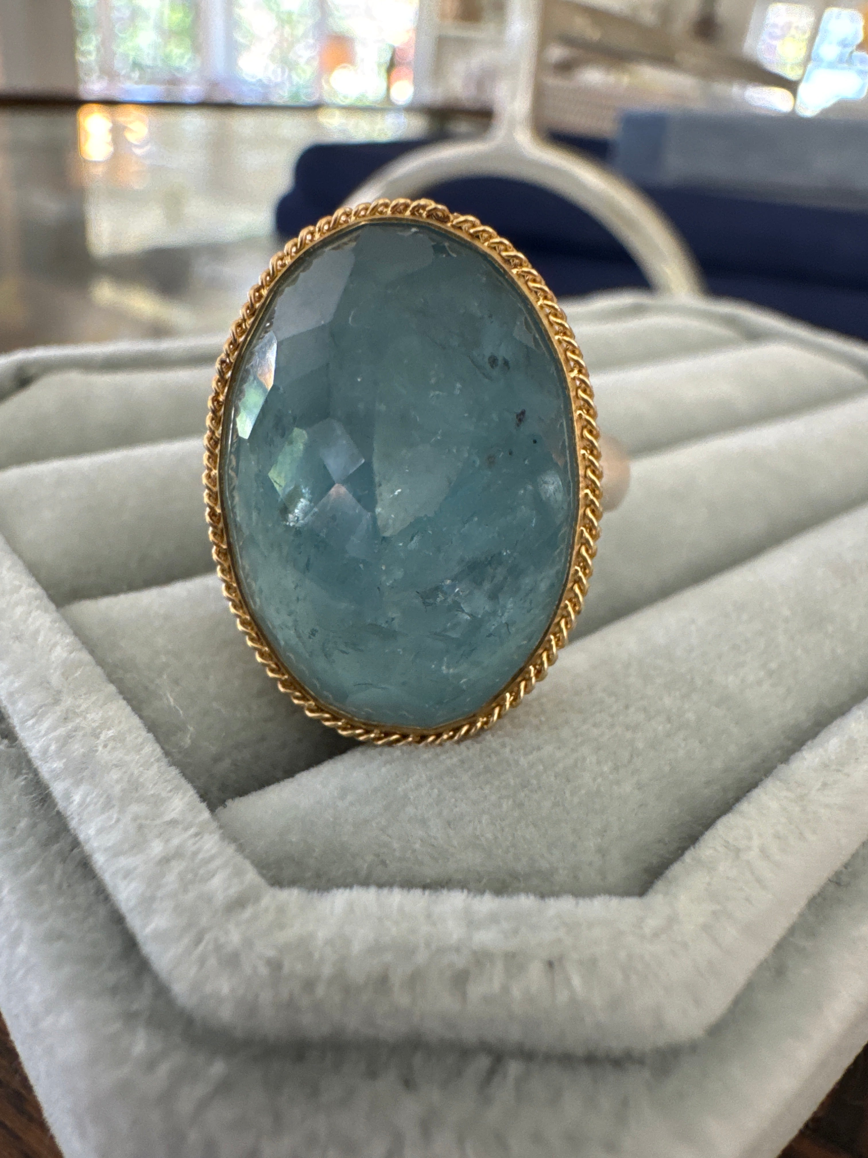 Amali large aquamarine ring 21.01 ctw