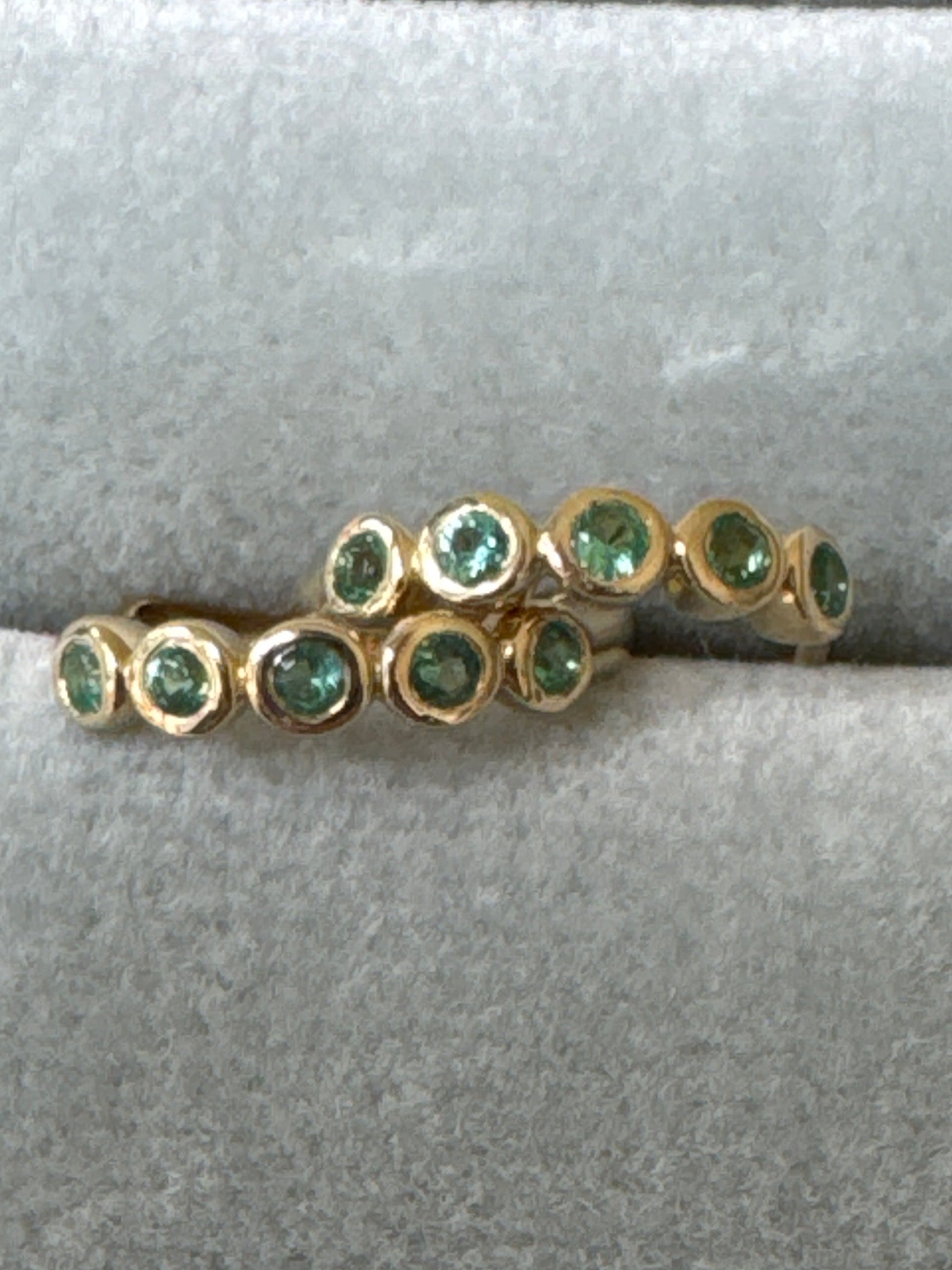 Large 5 stone emerald 14k hoop Huggie earring 46196