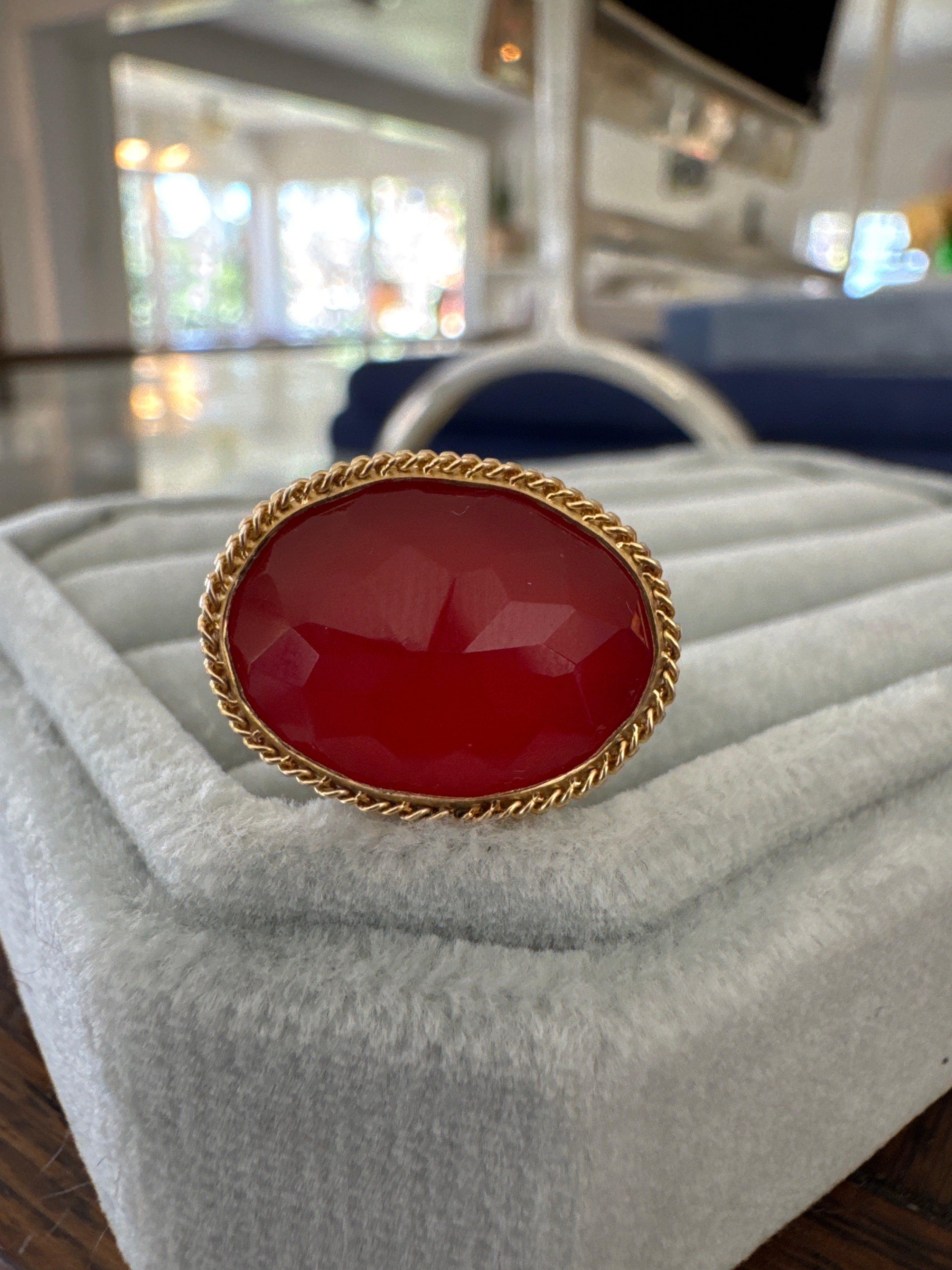 Amali red orange Carnelian ring
