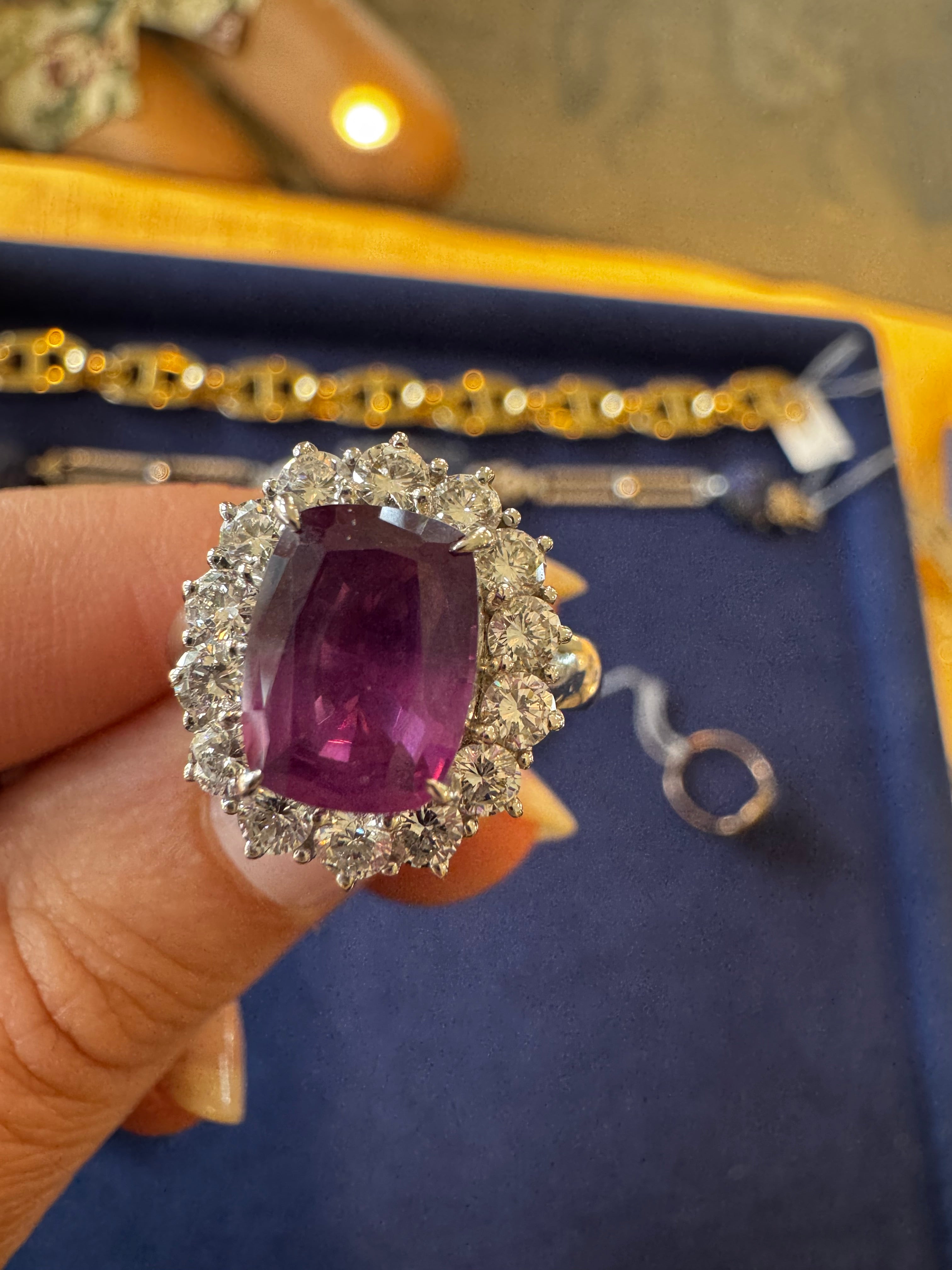 Pink sapphire halo ring unheated 3.20 ctw