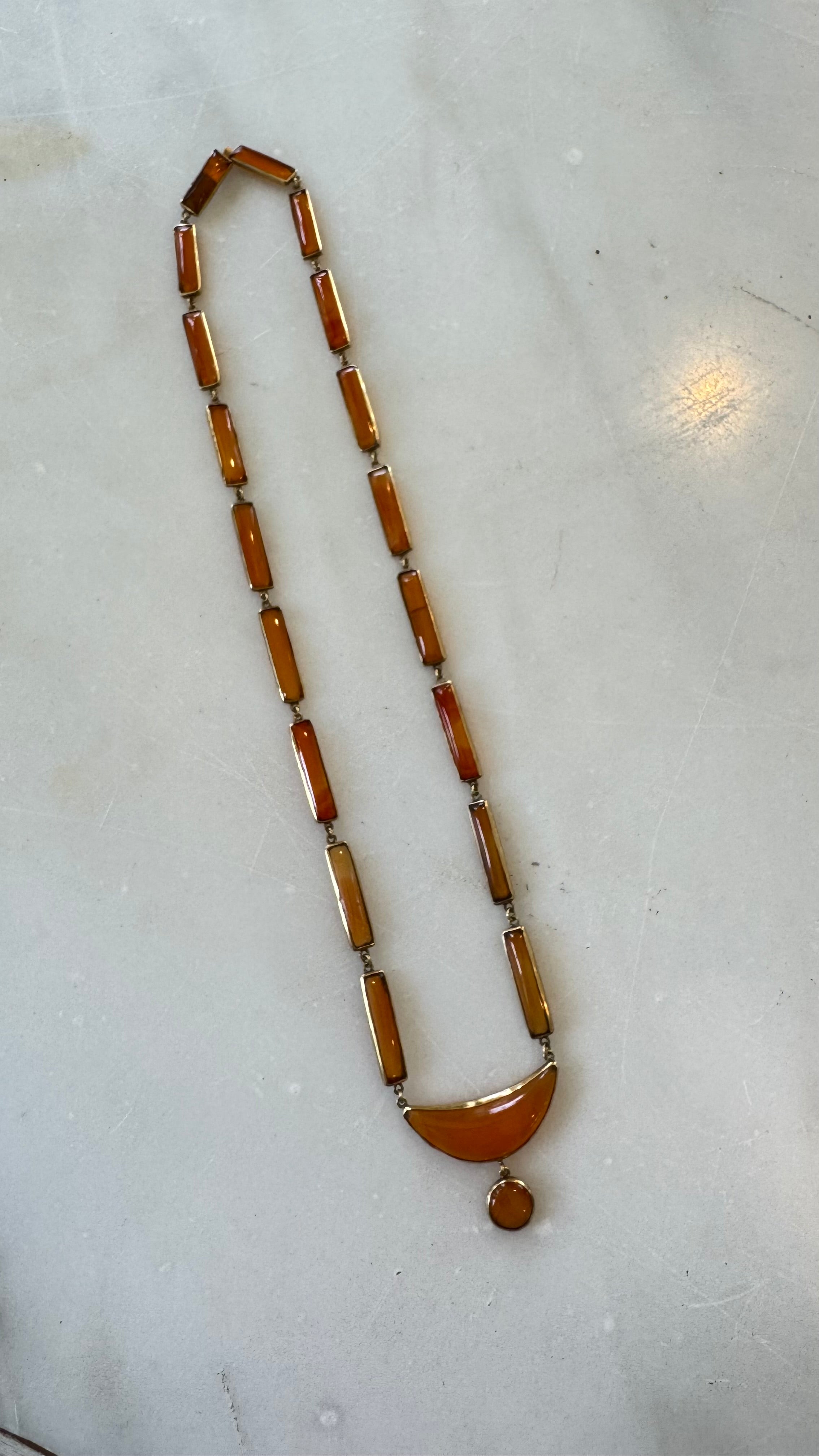 Deco Carnelian necklace 10k gold