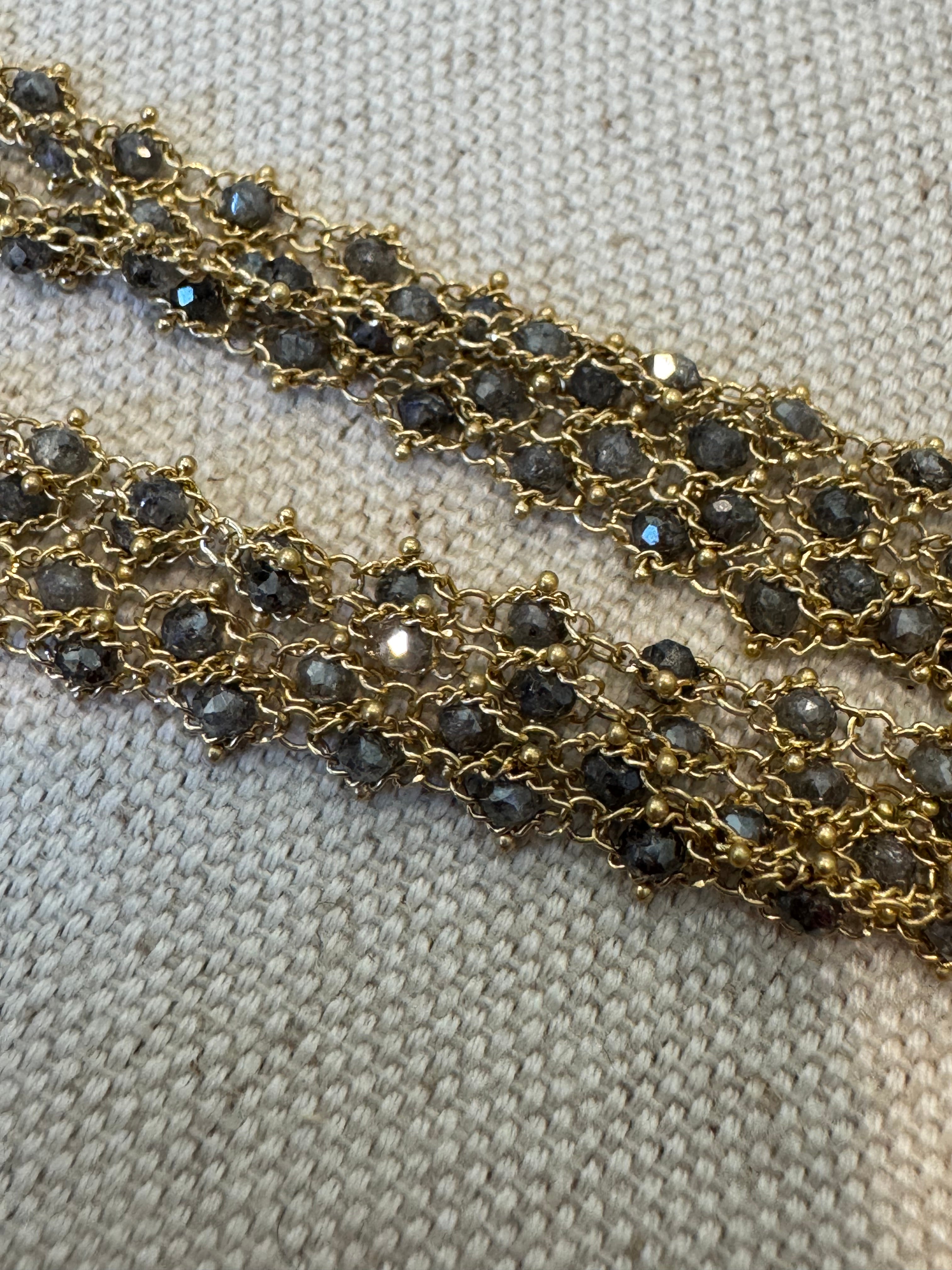 46291 Amali long diamond Textile Necklace (34") 15.7 cts. Grey Diamond, 18k gold