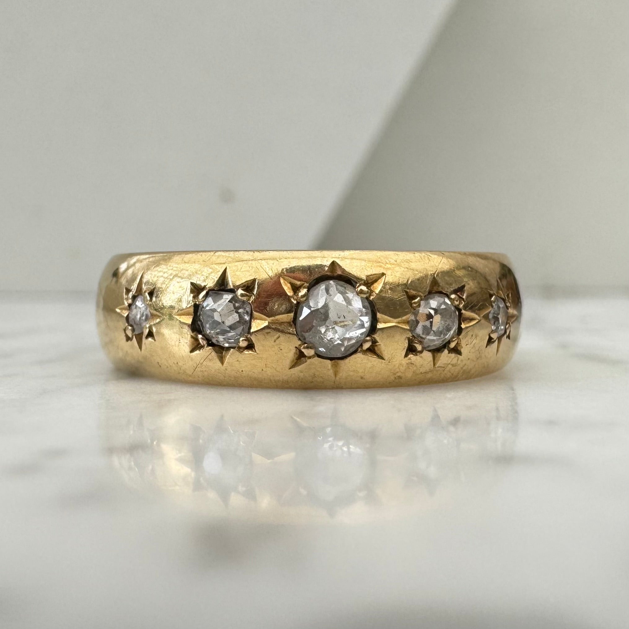 Antique Rose Cut Diamond Gold Band