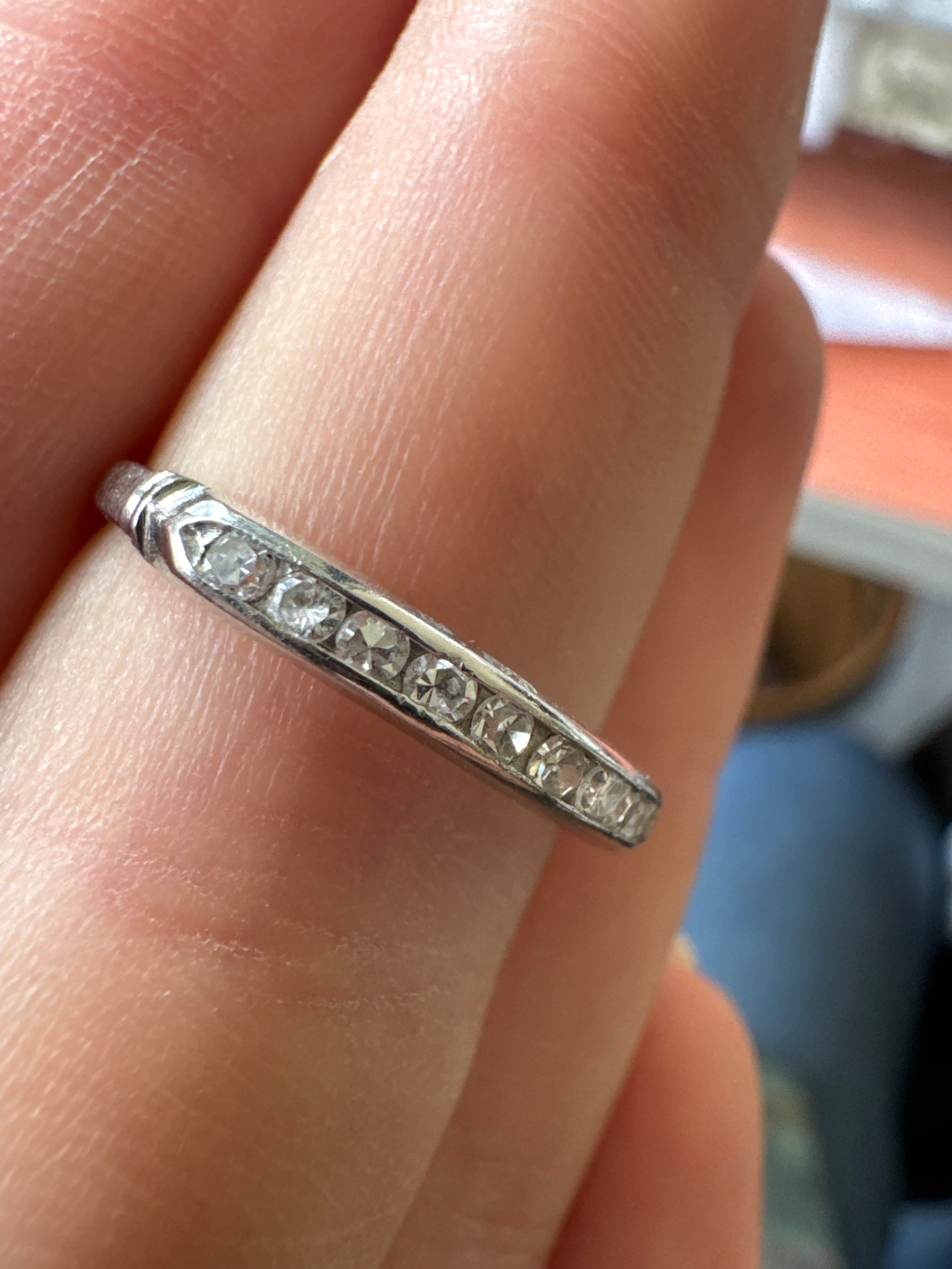 Platinum 1/2 band channel set single cut diamonds deco c.1930 46215