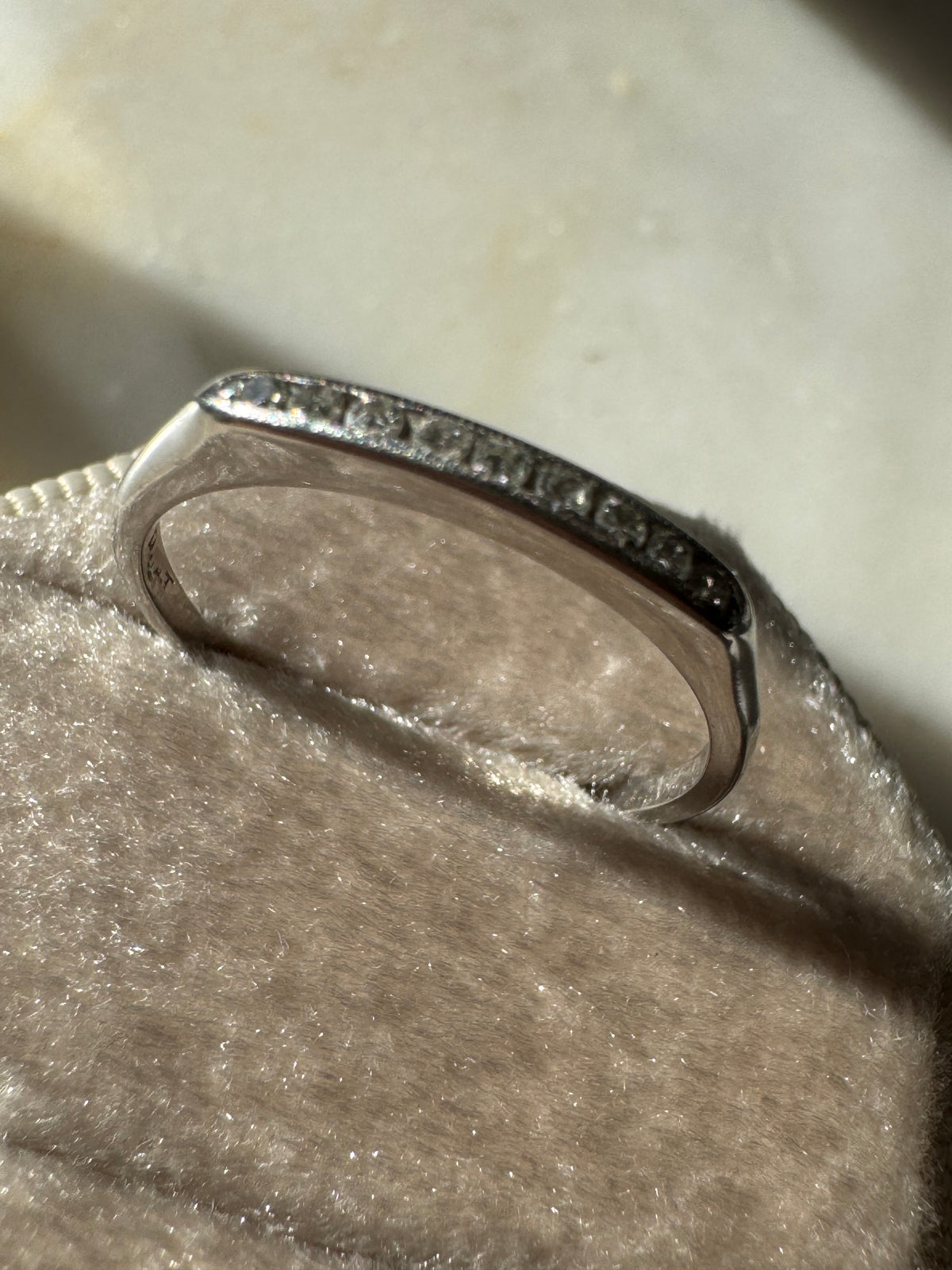C.1930 platinum diamond half band size 8
