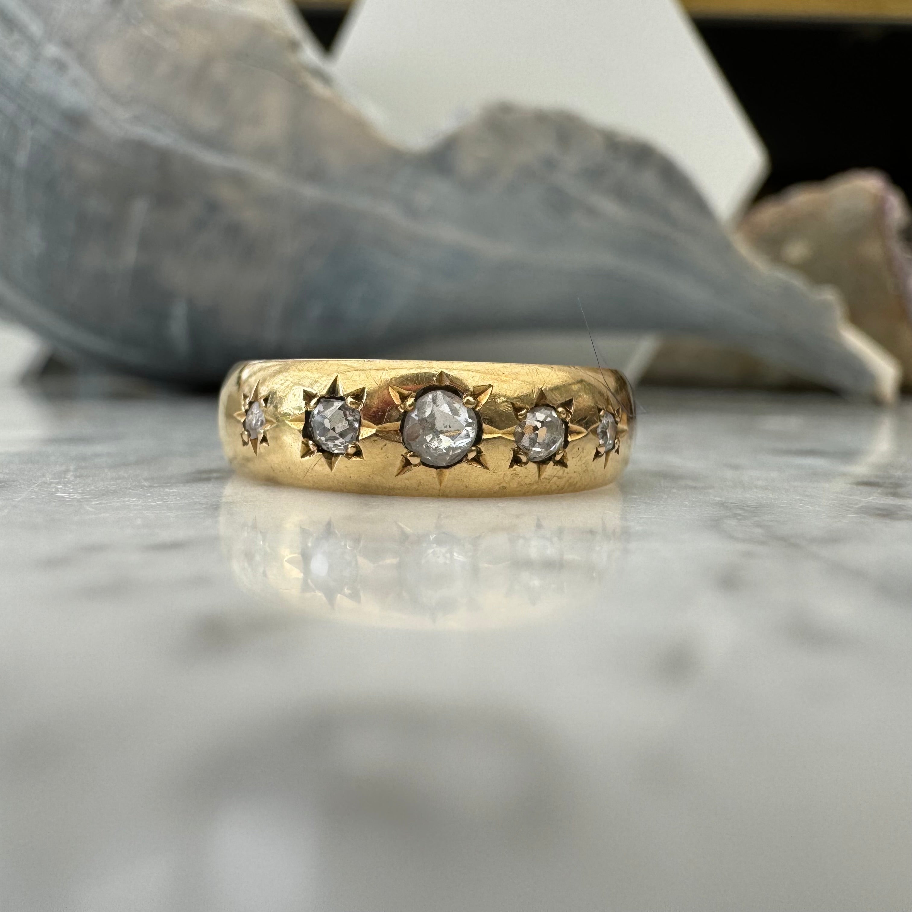 Antique Rose Cut Diamond Gold Band