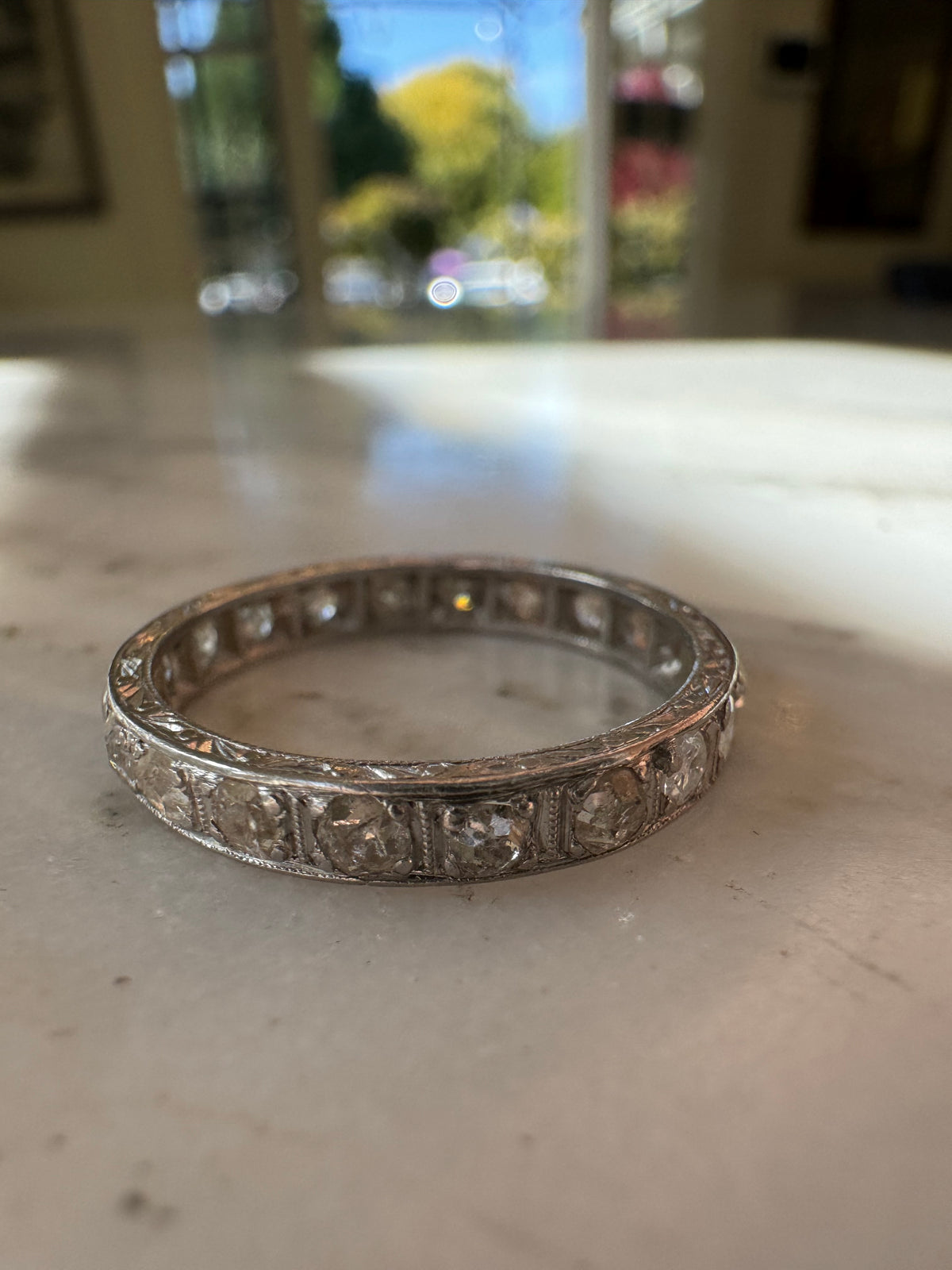 Art Deco Eternity Band 6.5 platinum mine cut diamonds