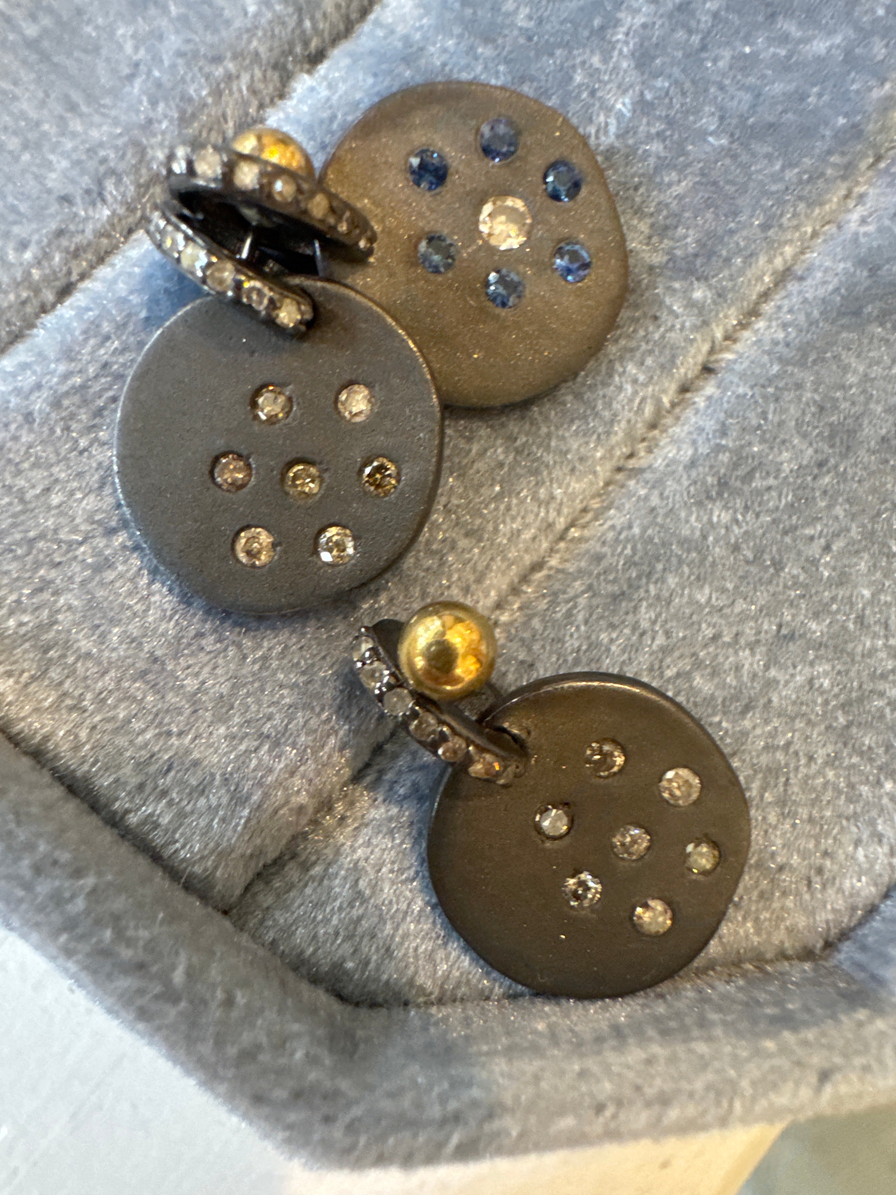 Oxidized Silver gemstone medallion