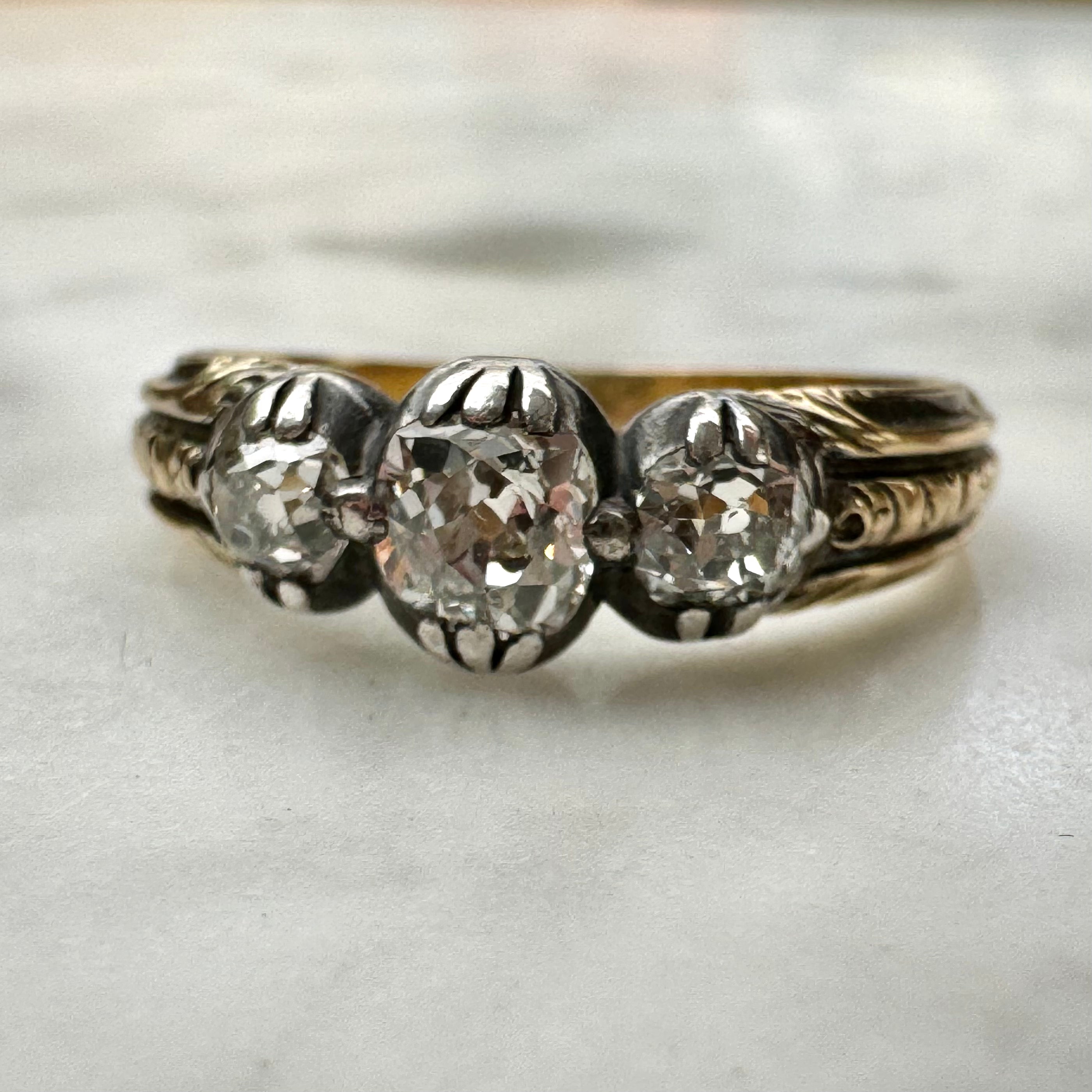 1840s Mine Cut Diamond Victorian Ring