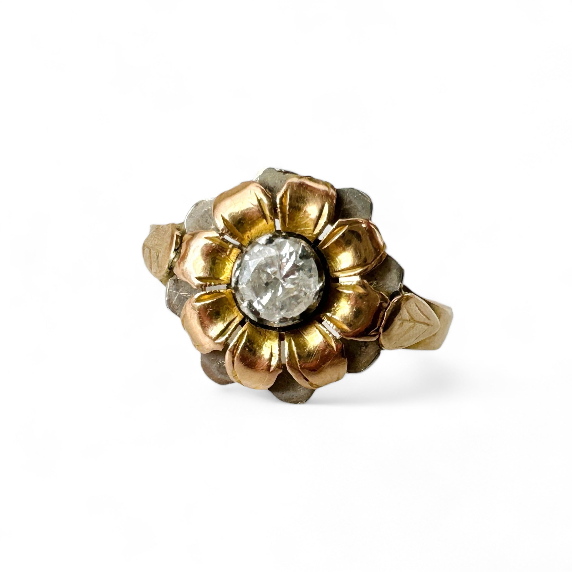 Antique Warm Two-Tone Gold flower Ring