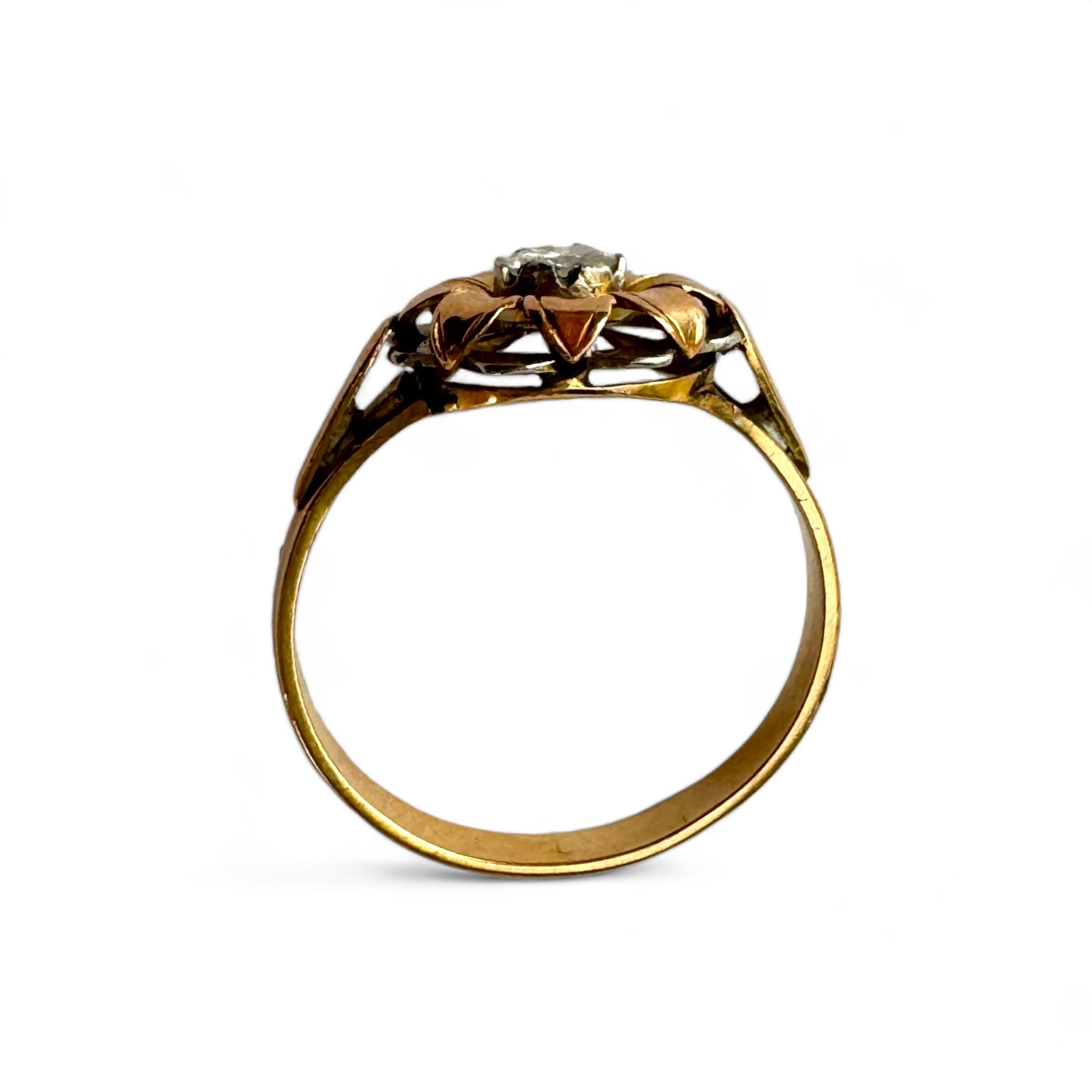 Antique Warm Two-Tone Gold flower Ring